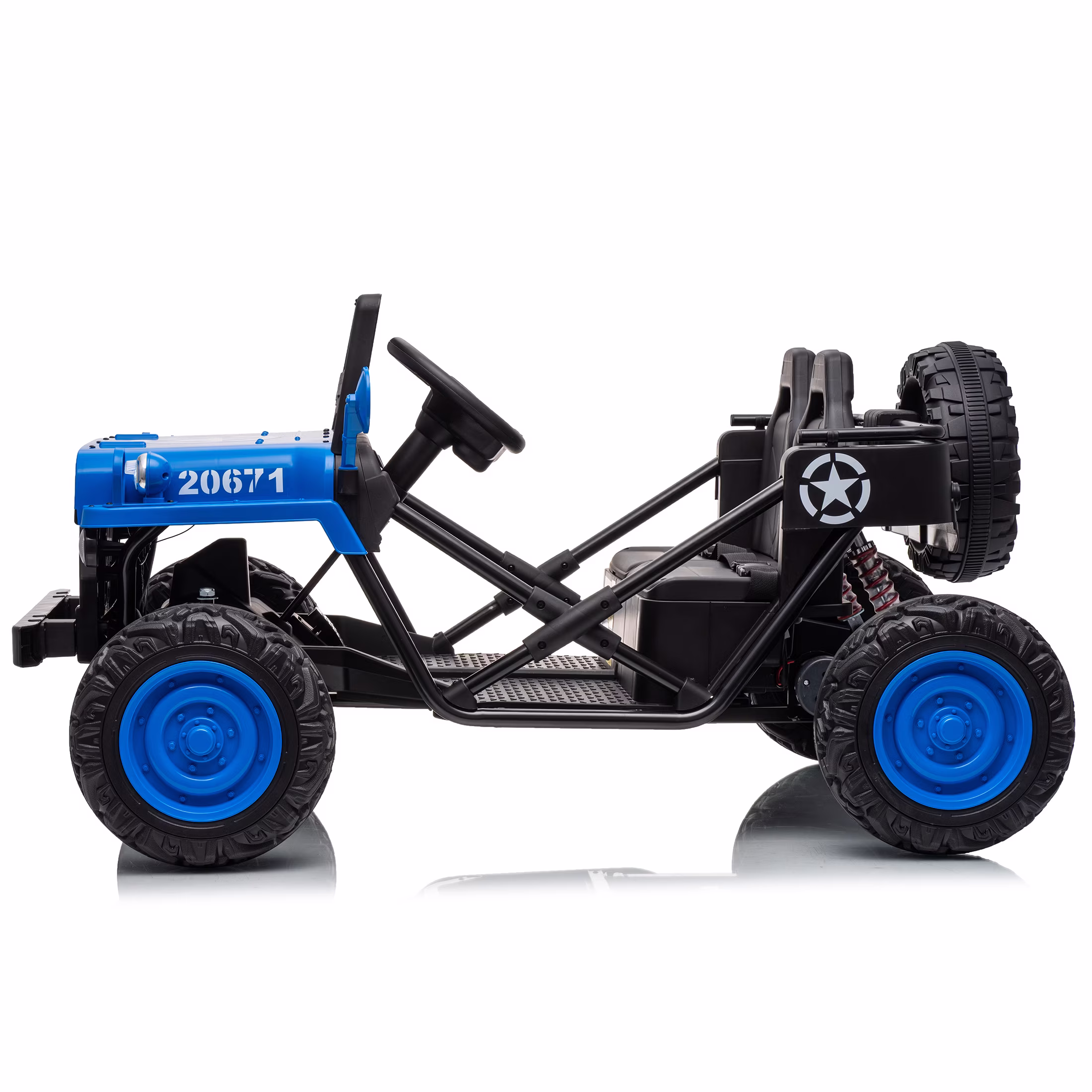 36V 2 Seater Kids Ride On Toys w/EVA Tire, Joyracer 600W Power Car Wheels with Metal Frame, Bluetooth, and 4-Wheel Suspension, Up to 9 MPH, Blue - Image 3