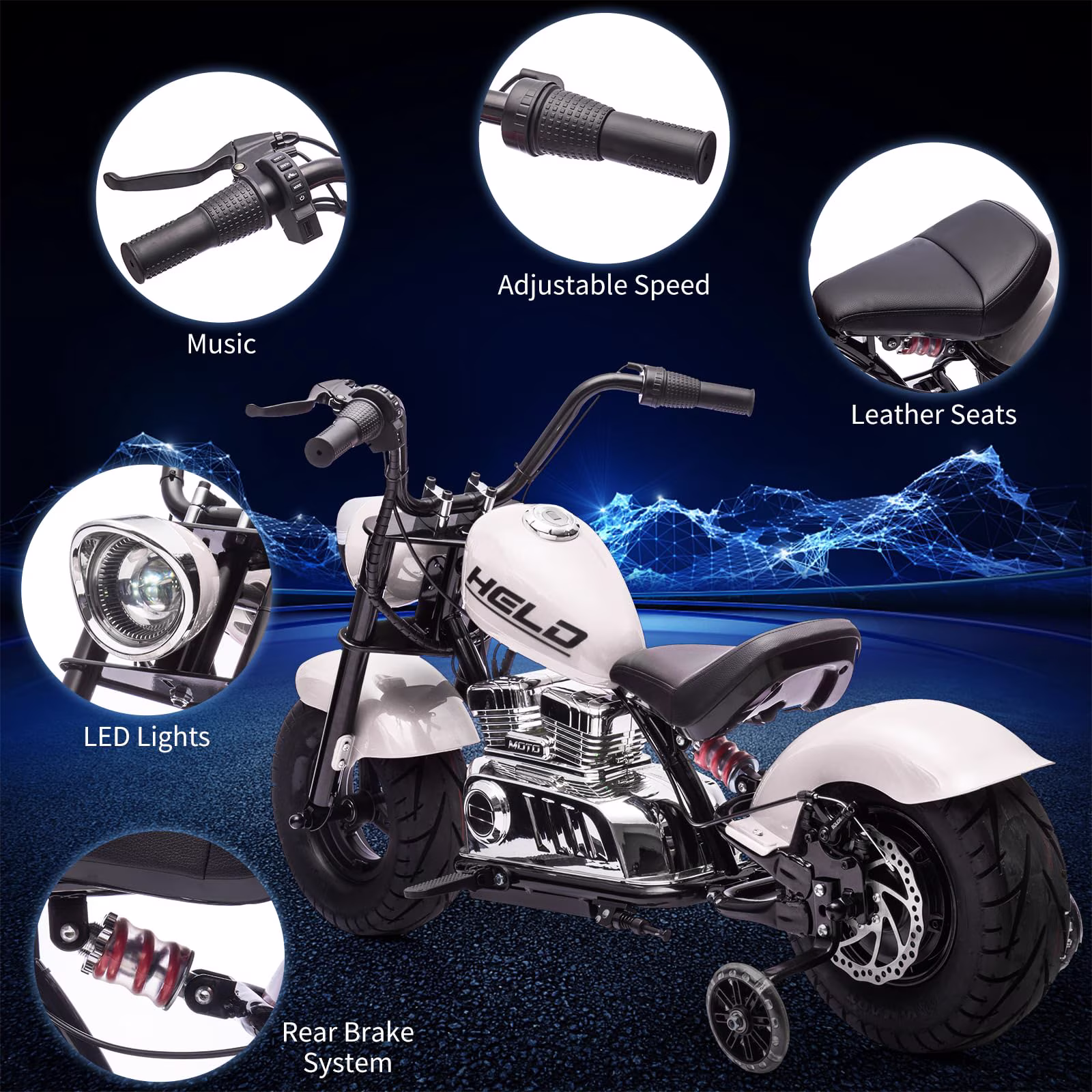 36V Electric Off-Road Motorcycle for Teens, 350W Brushless Motor, 16.5 MPH High-Speed Dirt Bike With Spring Suspension, LED Lights, Leather Seat & Max 176 Lbs Load - Image 5