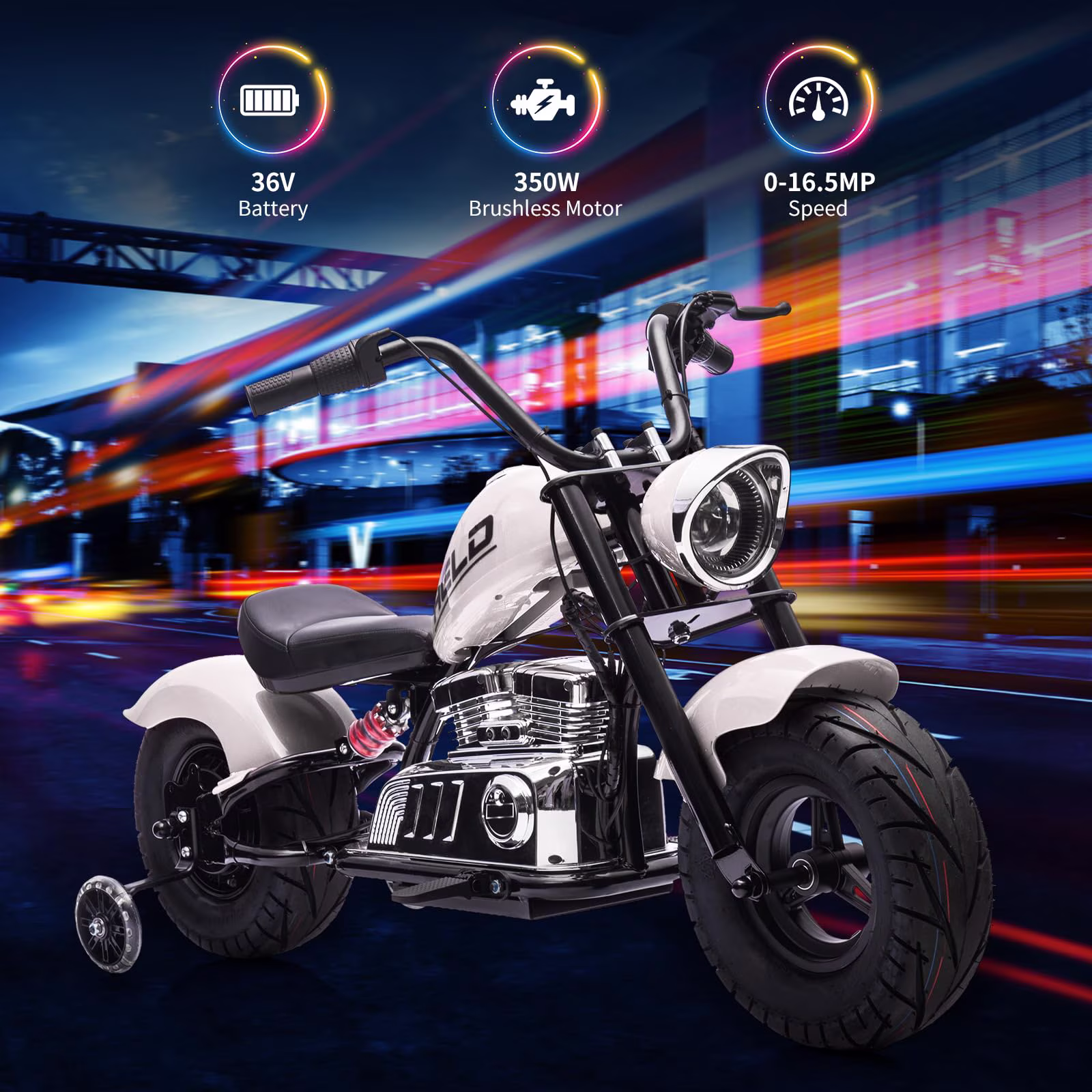 36V Electric Off-Road Motorcycle for Teens, 350W Brushless Motor, 16.5 MPH High-Speed Dirt Bike With Spring Suspension, LED Lights, Leather Seat & Max 176 Lbs Load - Image 3