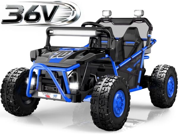36V Electric Ride On Car for Big Kids, 2 Seater 36V Powered Electric Ride On Toy w/Rear Wheel Spring Suspension, Bluetooth, Music, Max 8.7 MPH, Kids Electric Vehicle for Boys Girls Ages 6+