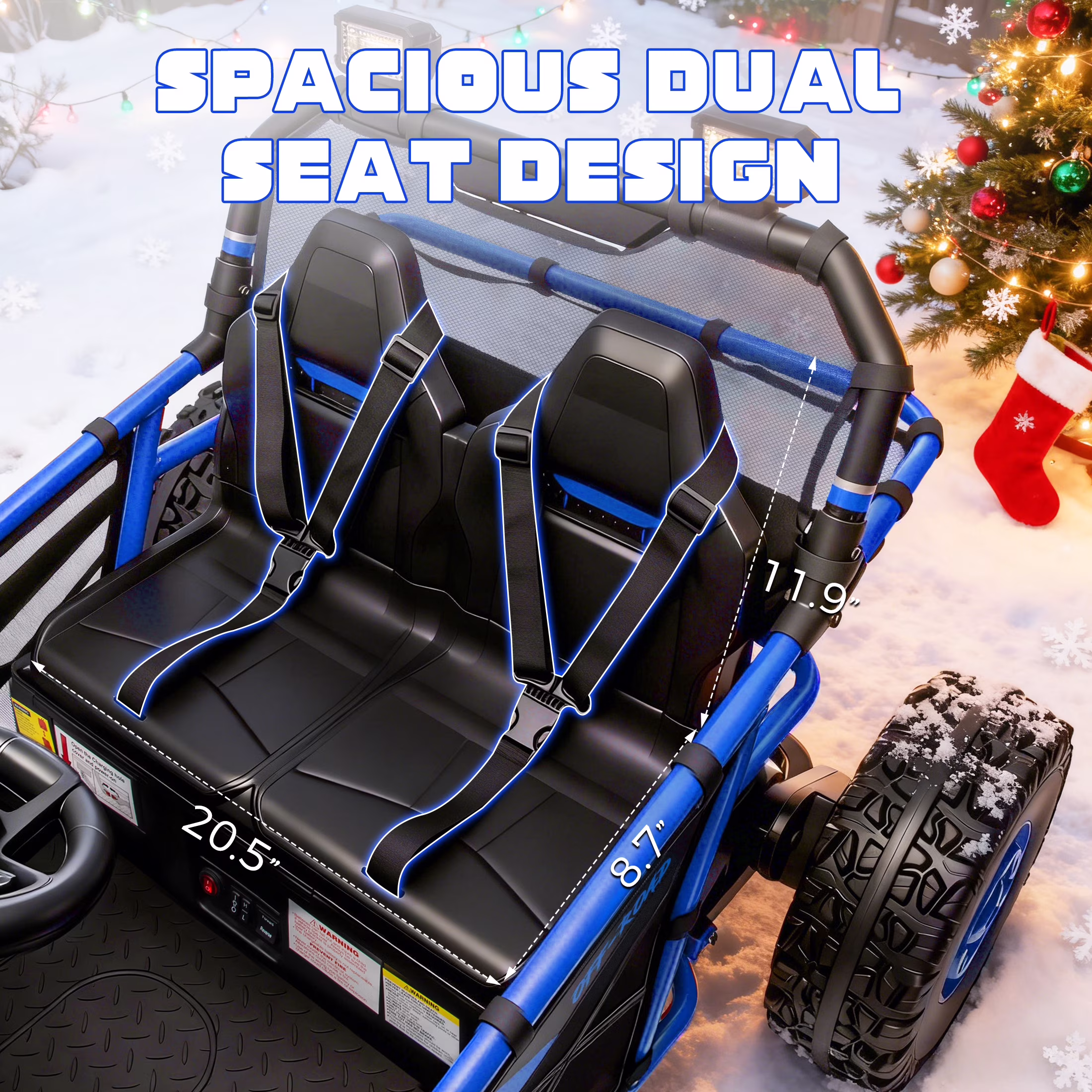 36V Electric Ride On Car for Big Kids, 2 Seater 36V Powered Electric Ride On Toy w/Rear Wheel Spring Suspension, Bluetooth, Music, Max 8.7 MPH, Kids Electric Vehicle for Boys Girls Ages 6+ - Image 5