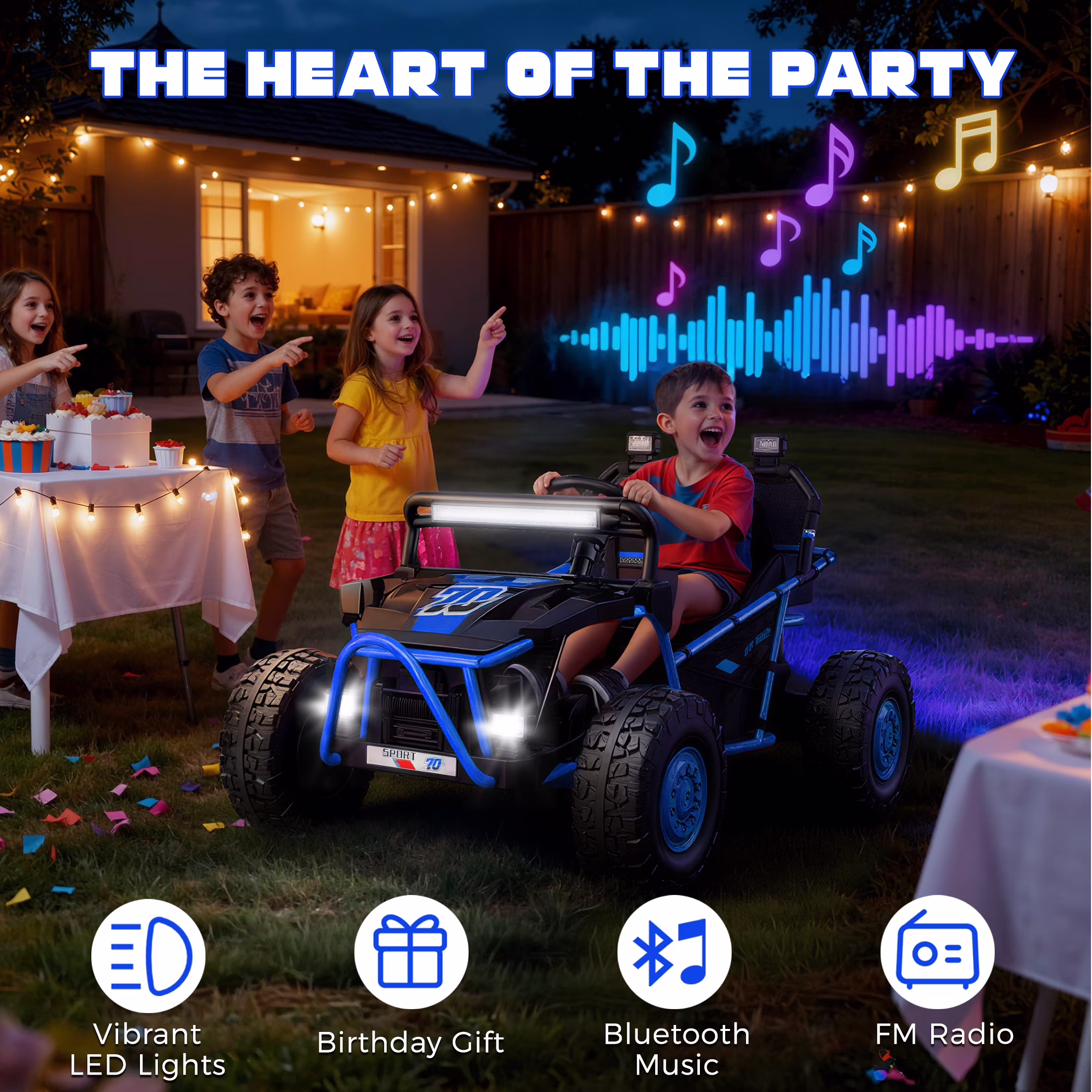 36V Electric Ride On Car for Big Kids, 2 Seater 36V Powered Electric Ride On Toy w/Rear Wheel Spring Suspension, Bluetooth, Music, Max 8.7 MPH, Kids Electric Vehicle for Boys Girls Ages 6+ - Image 2