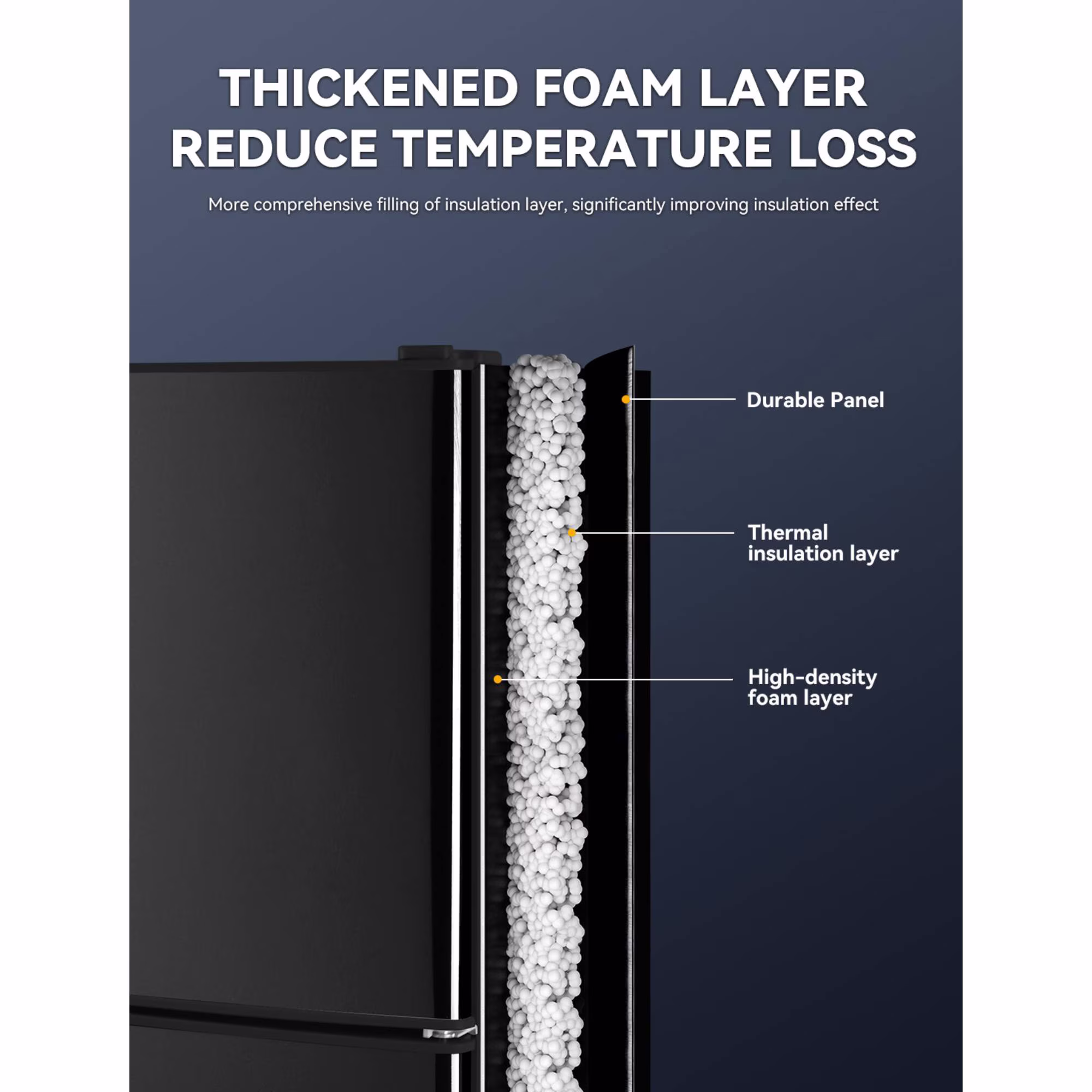 3.8 Cu.Ft Compact Refrigerator Double Door Mini Fridge with 2.3 Cu ft Freezer, Ultra Quiet, Mini Refrigerator for Dorm, Bedroom, Office, Black - Image 5