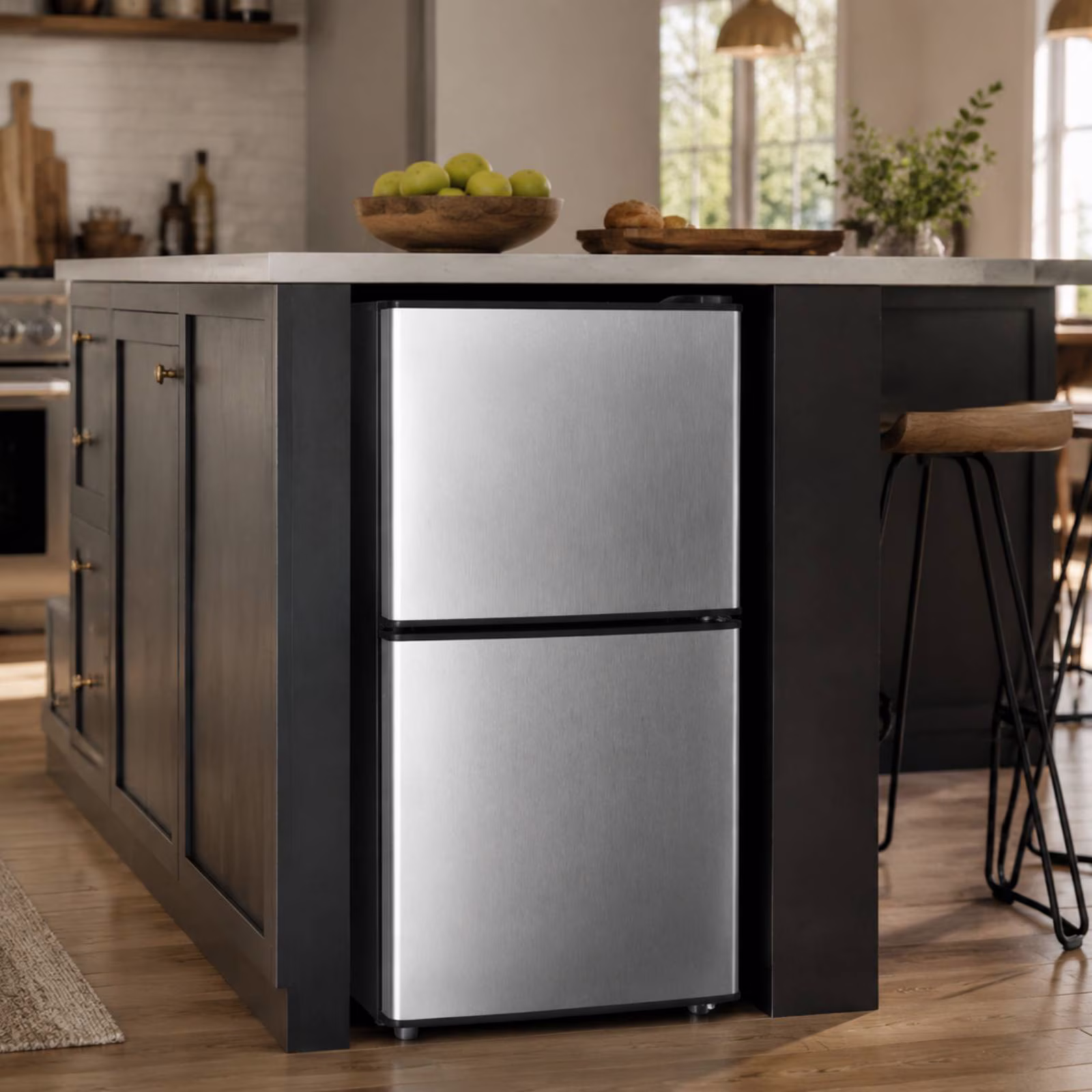 4.2 Cu.Ft Mini Fridge with Freezer, Double Door Compact Refrigerator, Ultra Quiet Operation Small Fridge for Dorm, Bedroom, Apartment, Silvery