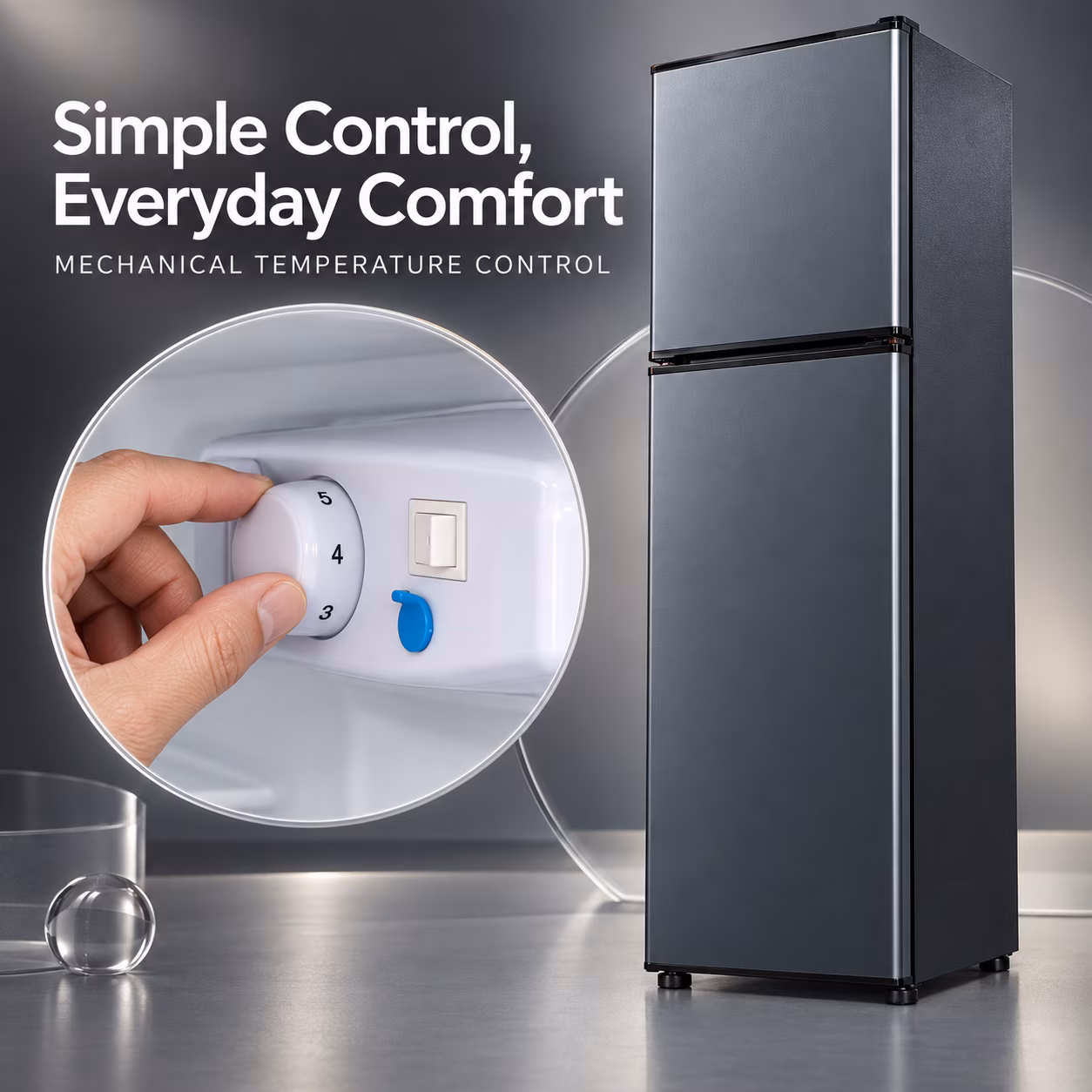 5.0 Cu. Ft. Refrigerator with Freezer, Double-Door Fridge, 5 Adjustable Thermostat Settings, Large Capacity, Reversible Door Swing, Refrigerator for Apartment, Office and Dorm, Blanck (BD75) - Image 4