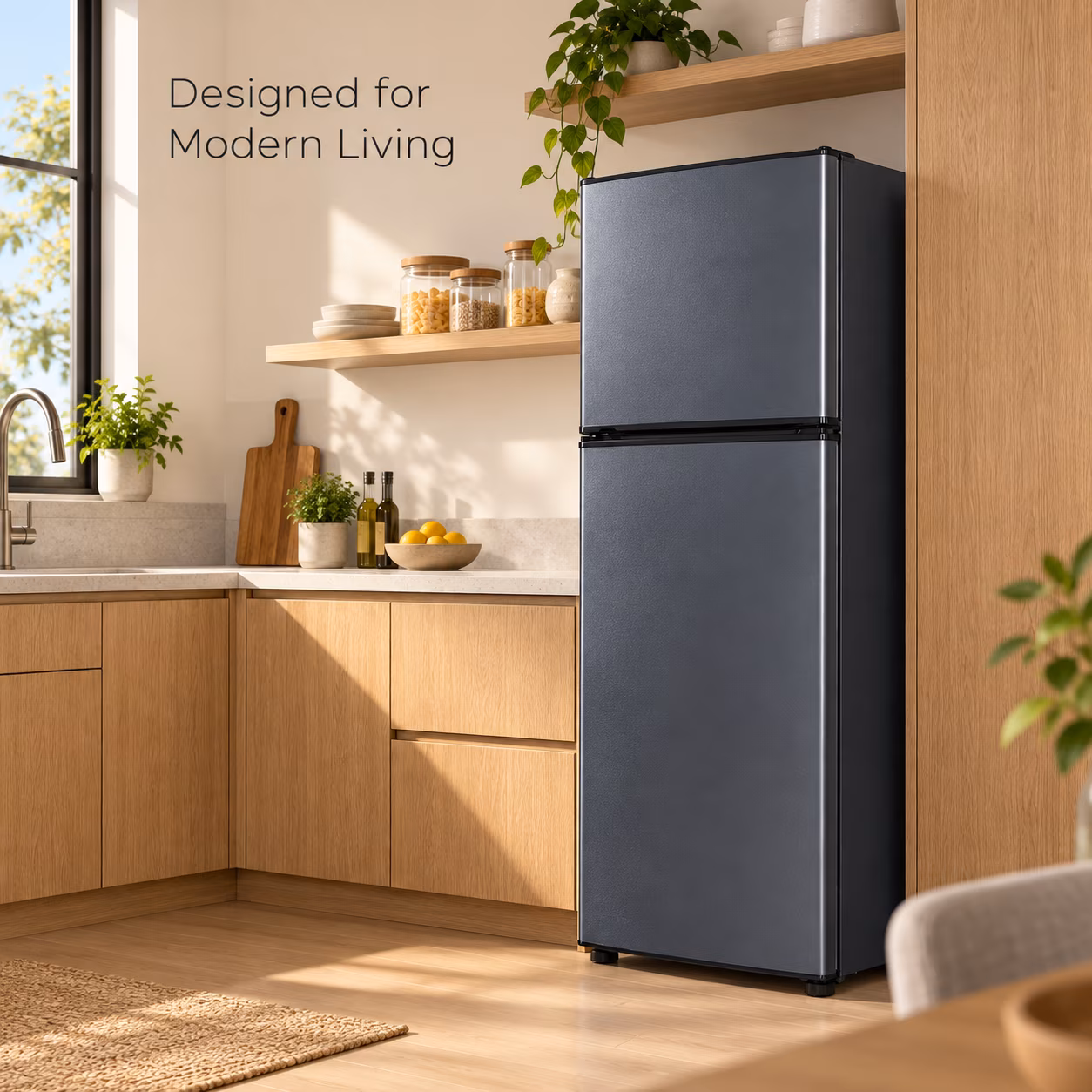 5.0 Cu. Ft. Refrigerator with Freezer, Double-Door Fridge, 5 Adjustable Thermostat Settings, Large Capacity, Reversible Door Swing, Refrigerator for Apartment, Office and Dorm, Blanck (BD75) - Image 5