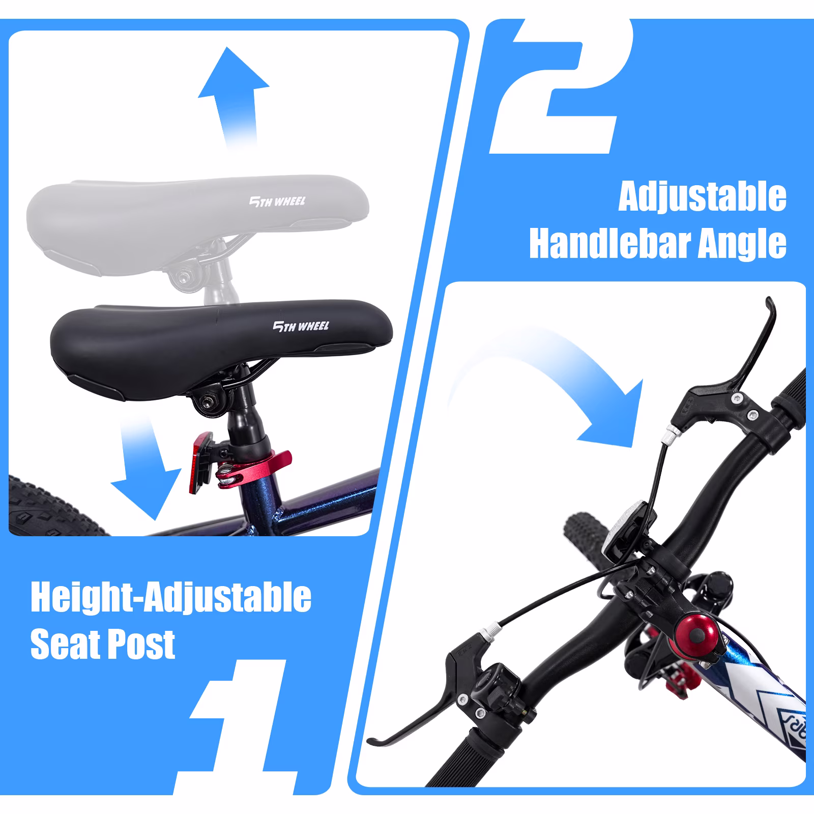 5TH WHEEL KB10-18 Kids Bike for Boys & Girls Ages 6-9, 18-Inch Bicycle for Riders 41-57 In, Adjustable Seat & Handlebar, Blue - Image 3