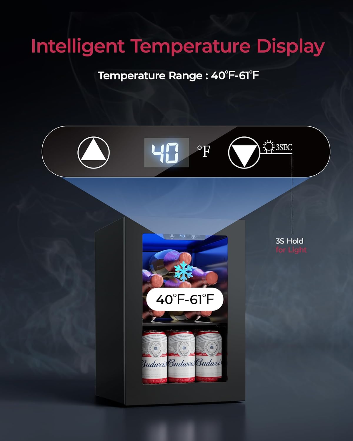 6 Bottles and 6 Cans Compact Beverage Refrigerator, Freestanding Mini Fridge with Temperature Control for Beer Wine, Under Counter Small Refrigerator Adjustable Shelve for Home and Bar - Image 4