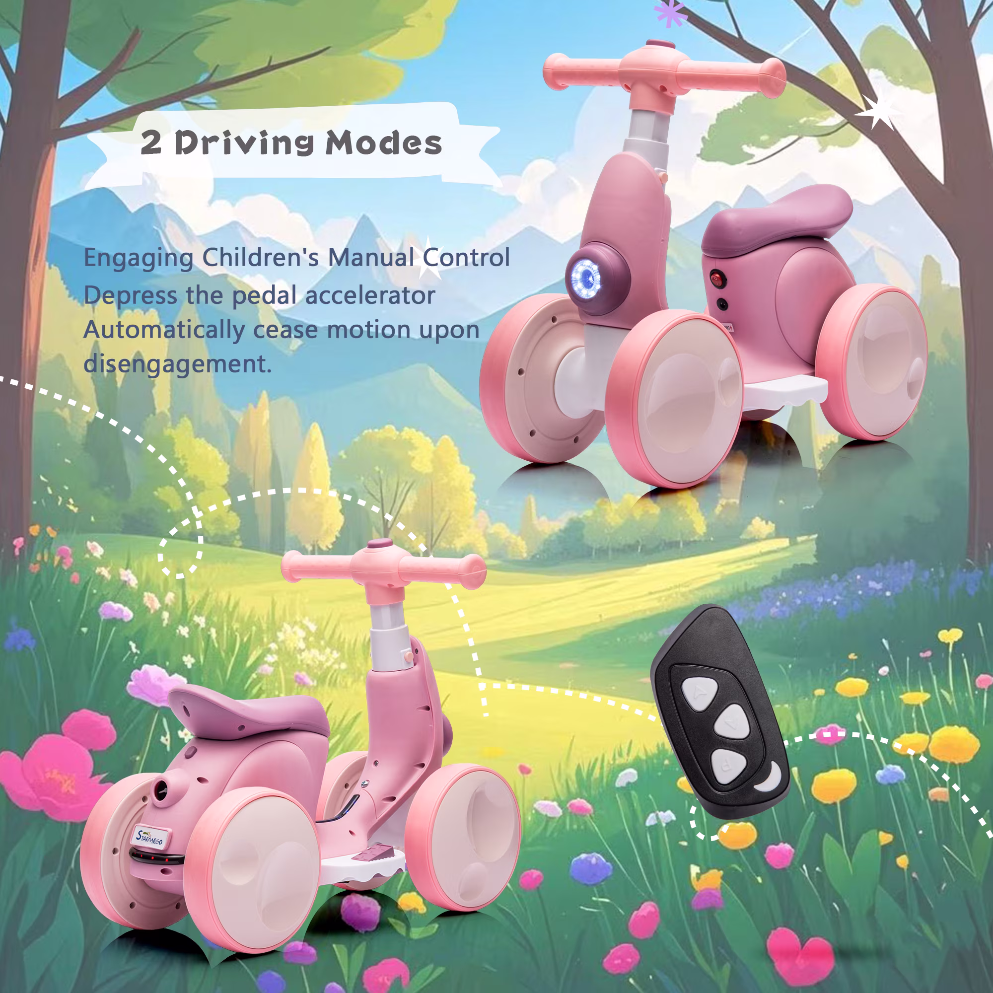 6V Electric Baby Balance Bike with Bubble Machine,4 in 1 Toddler Balance Bike w/Remote for 1 Year Old Boys Girls Kids Ride on Toys w/Powered Motor,LED Lights (Purple) - Image 4