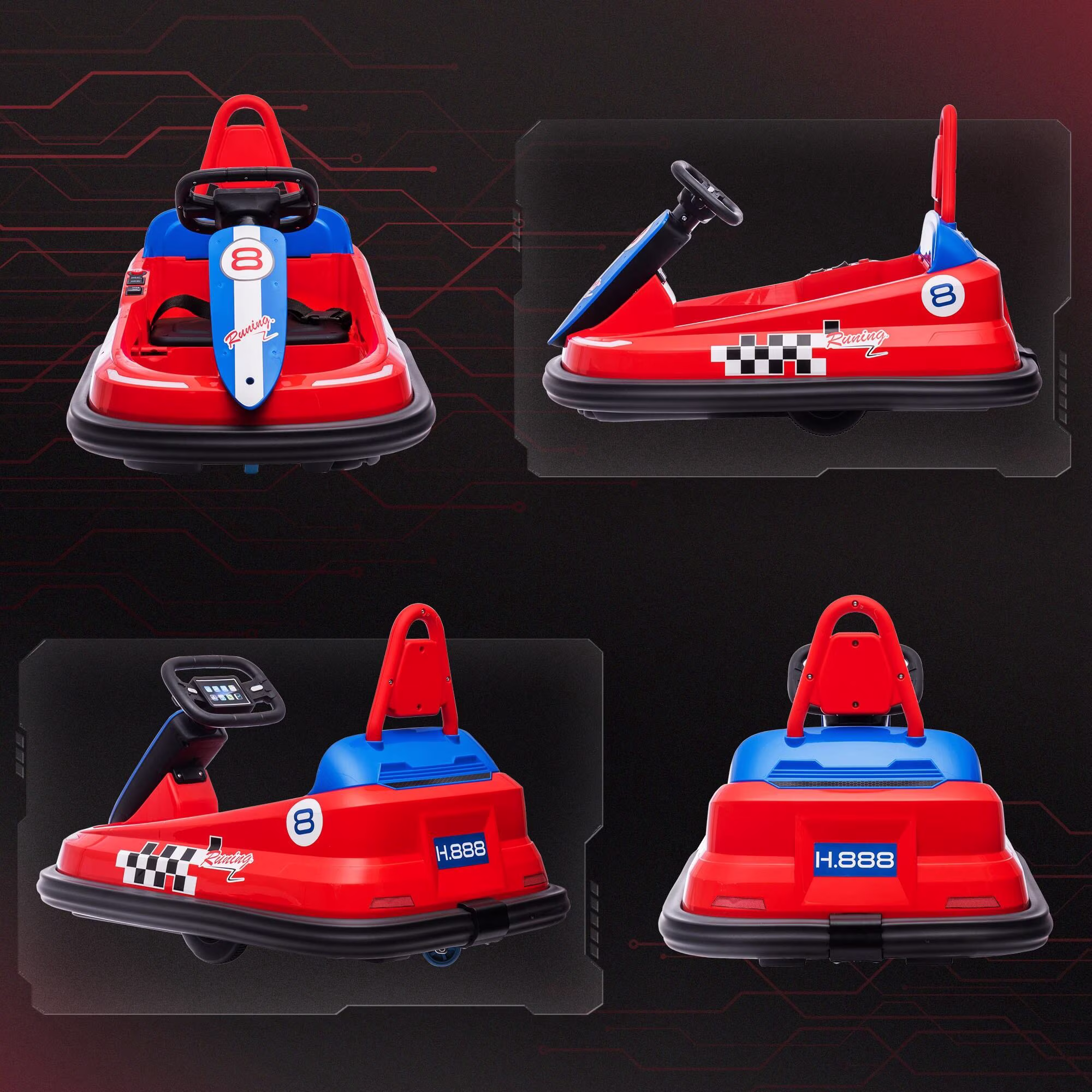 6V Electric Bumper Car for Toddlers 18-48 Months, 360° Rotation Ride on Toy with EVA Bumper Edges, LED Lights, Music, Horn, and Safety Belt, Red Plastic Indoor Outdoor Kids Ride On - Image 5