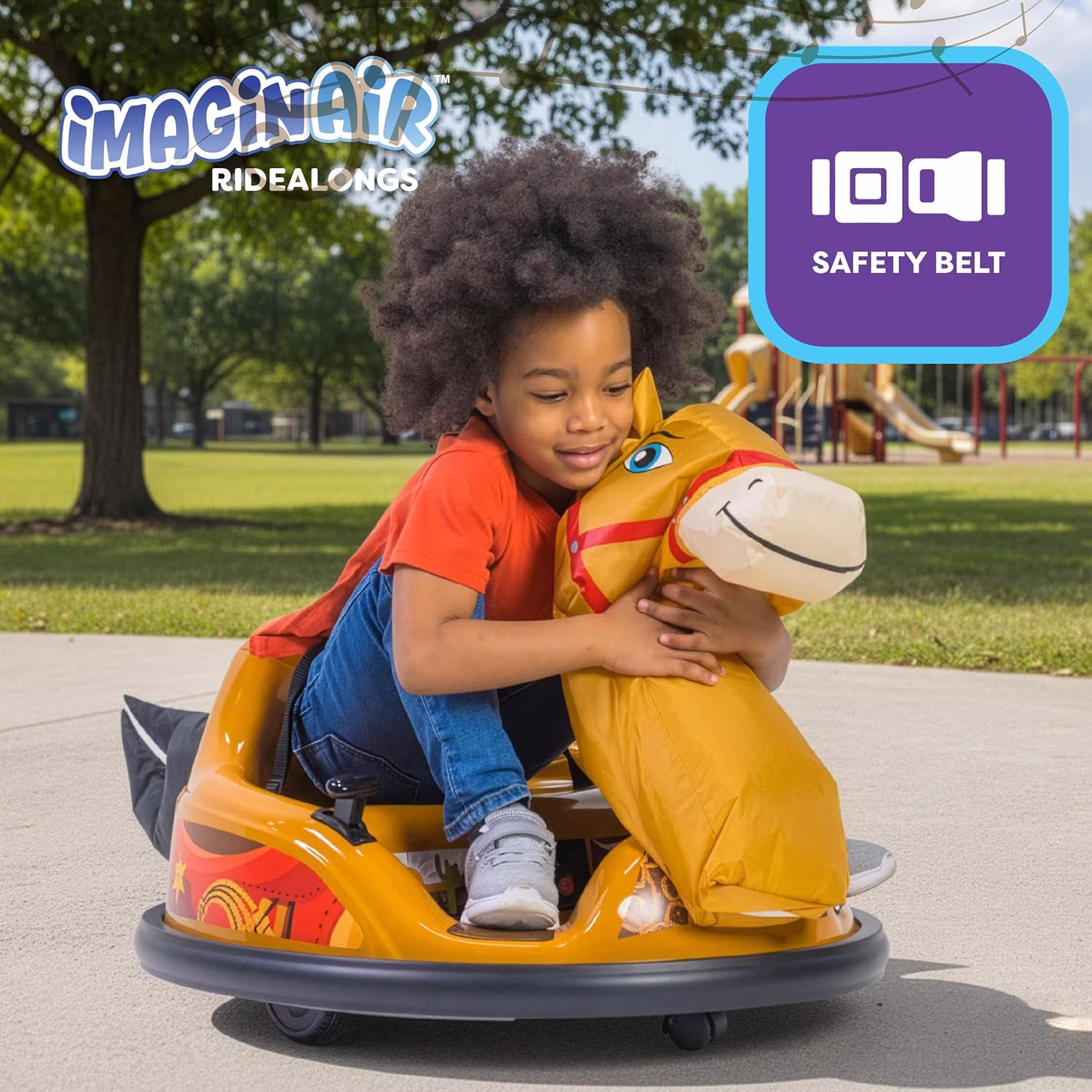 6V Horse Toys Toddler Bumper Car - Toddler Toy, Kids Electric Car, Ride On Toy, w/Music, Parent Remote Control, LED Lights, 360° Spin, Auto-inflated, 1 MPH, Max Weight of 66lbs, Age 1.5 - Image 4