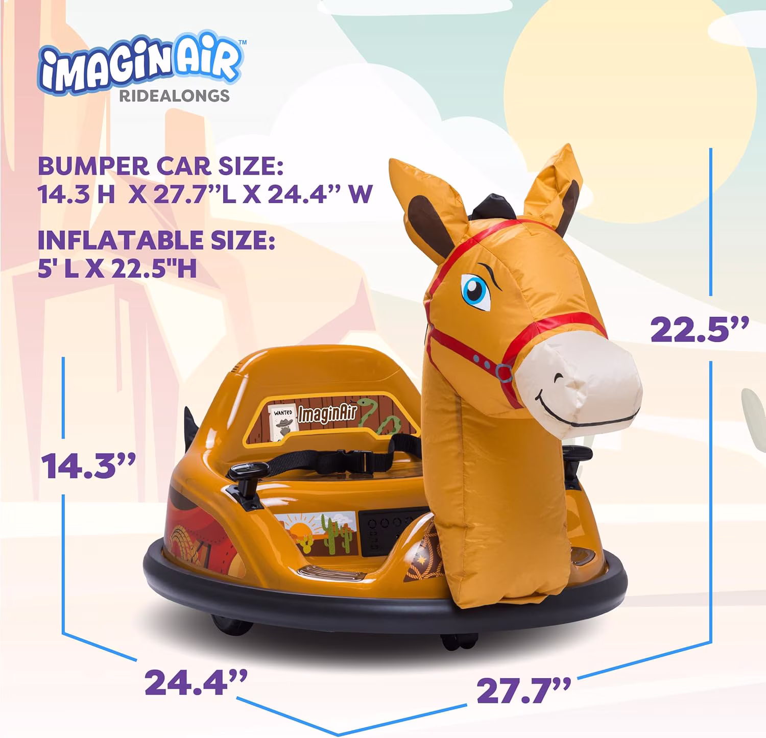 6V Horse Toys Toddler Bumper Car - Toddler Toy, Kids Electric Car, Ride On Toy, w/Music, Parent Remote Control, LED Lights, 360° Spin, Auto-inflated, 1 MPH, Max Weight of 66lbs, Age 1.5 - Image 2