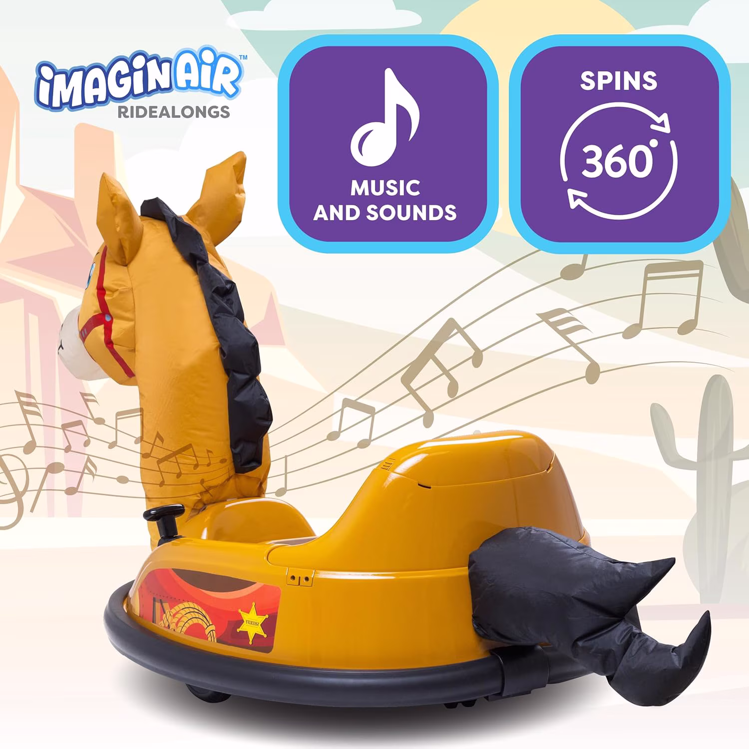 6V Horse Toys Toddler Bumper Car - Toddler Toy, Kids Electric Car, Ride On Toy, w/Music, Parent Remote Control, LED Lights, 360° Spin, Auto-inflated, 1 MPH, Max Weight of 66lbs, Age 1.5 - Image 3