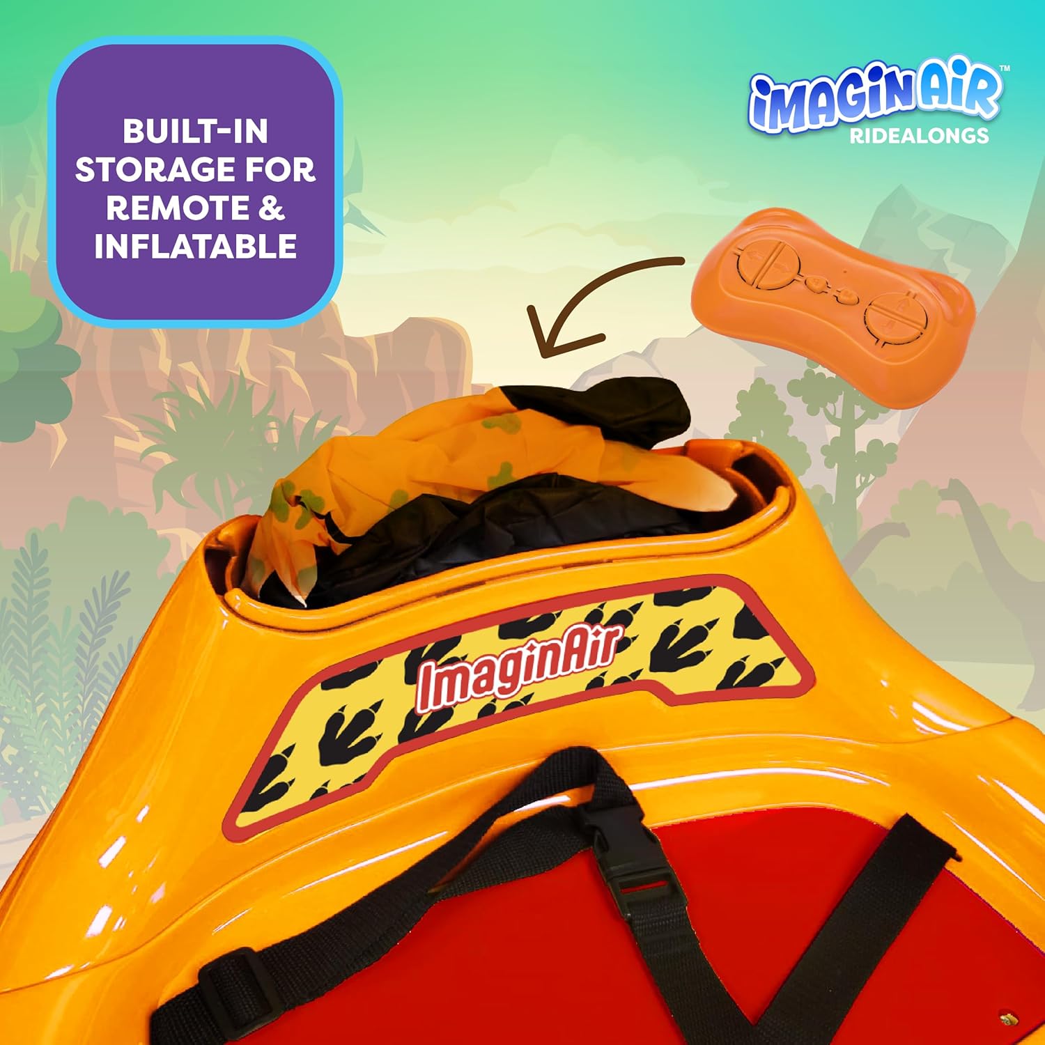 6V Raptor Dinosaur Toys Bumper Car - Kids Car to Drive, Ride On Toy, Auto-Inflated, w/Music, Parent Remote Control, LED Lights, 360° Spin, 1 MPH, Max Weight of 66lbs, Age 1.5-4 Years - Image 2
