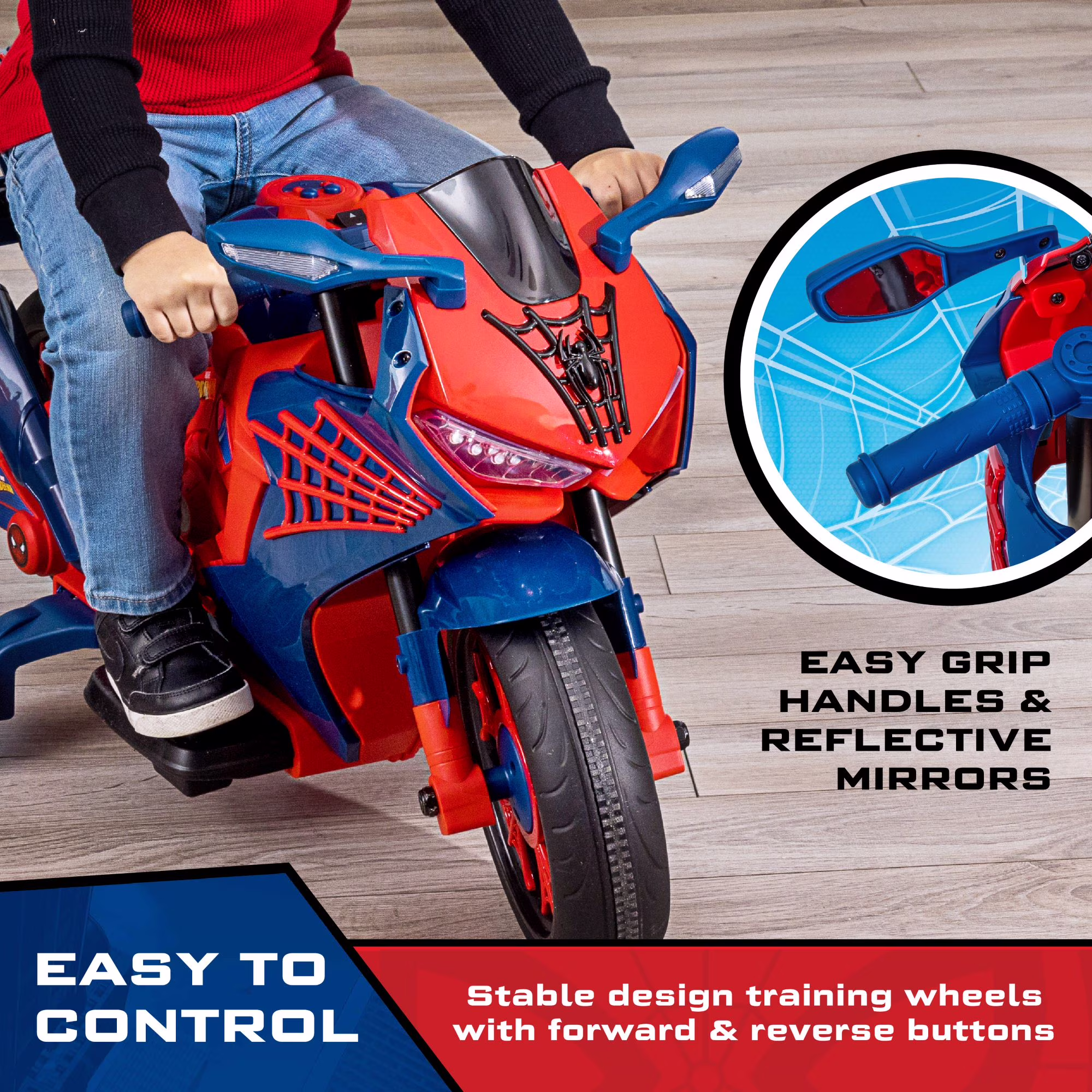 6V Spiderman Motorcycle, Battery Ride on Toy, for Kids, Ages 3+ - Image 2