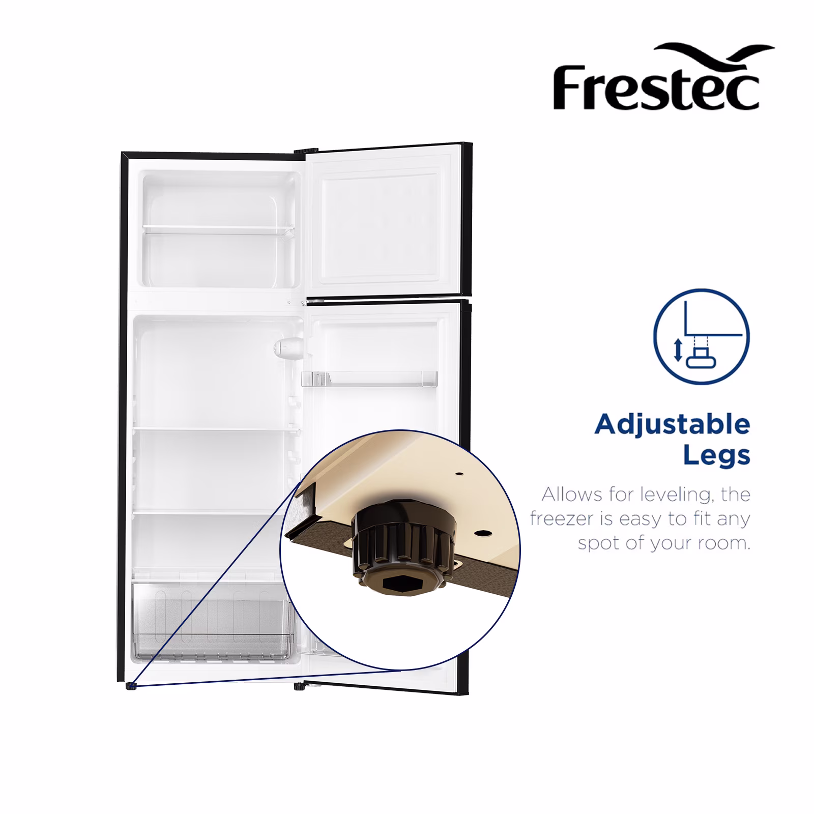 7.4 Cu.Ft. Refrigerator with Freezer, 2 Door Top Freezer Apartment Size Fridge - Image 3