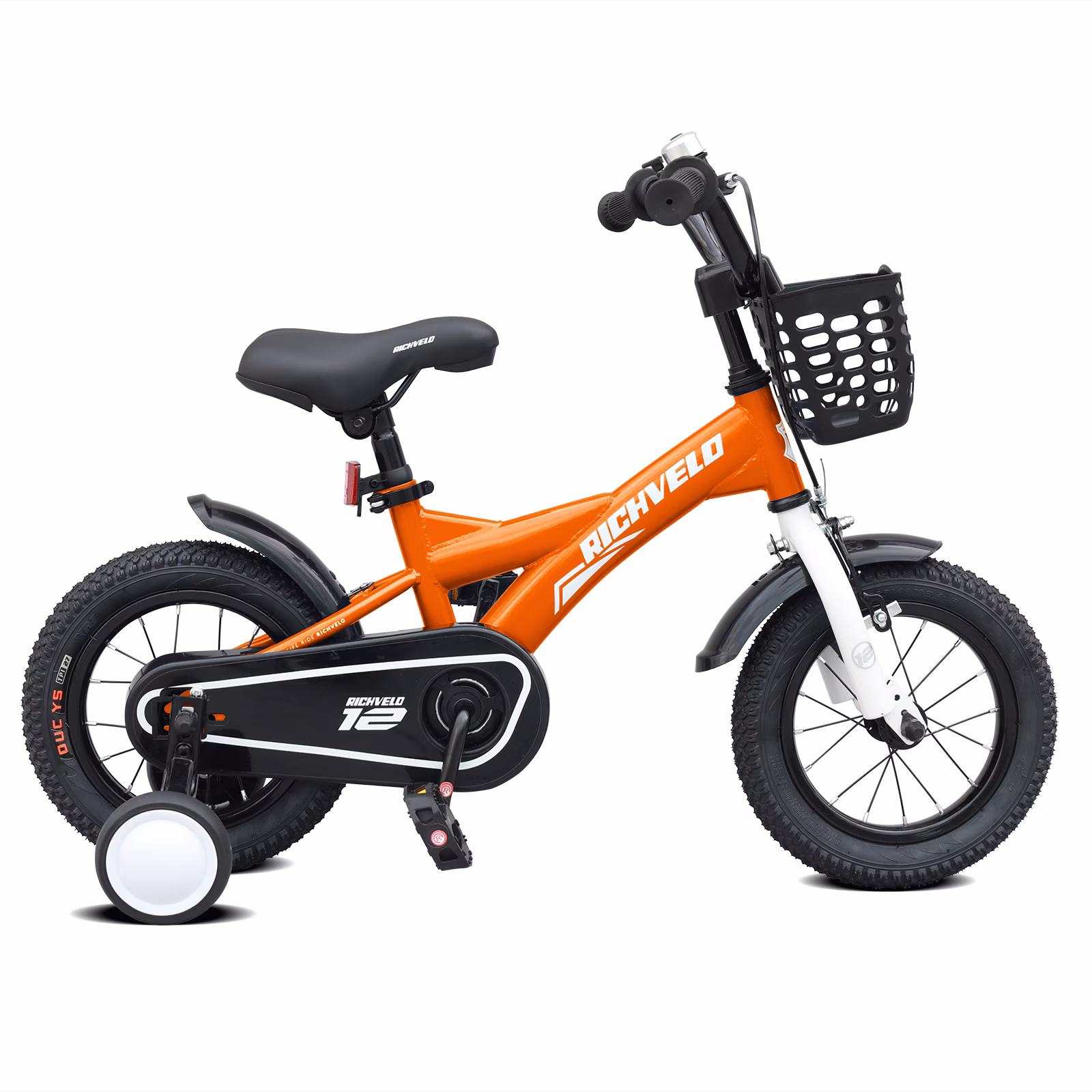 A1401 Kids Bike, 12 14 16 Inch Children Bicycle with Training Wheels, Front V-Brake & Coaster Brake, Basket, for Boys Age 3-7 Years Old - Image 2