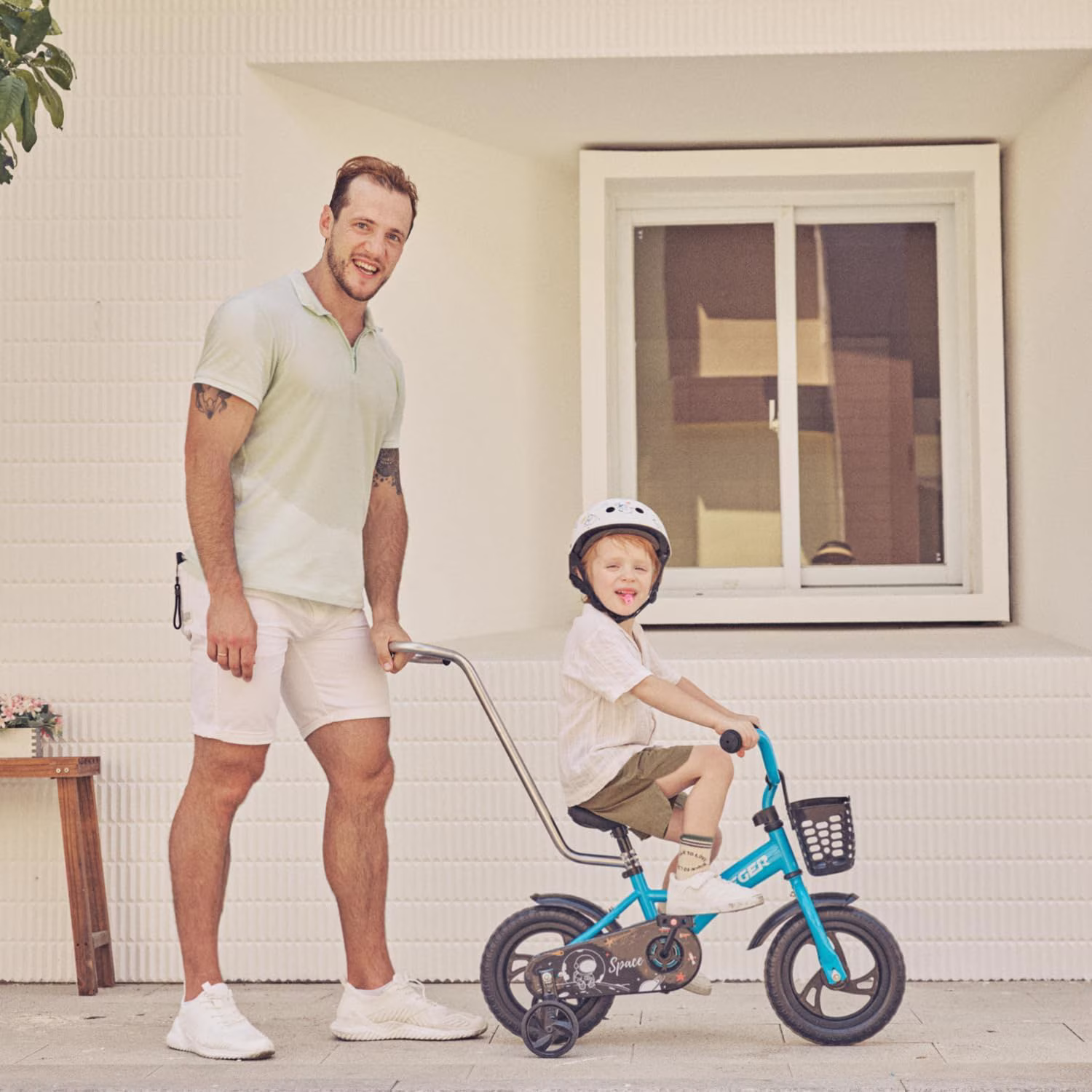 ACEGER 12 Inch Kids Bike with Basket and Push Handle, No Brake, Toddler Bicycle for Boys and Girls Ages 2–5, Pink & Blue - Image 3