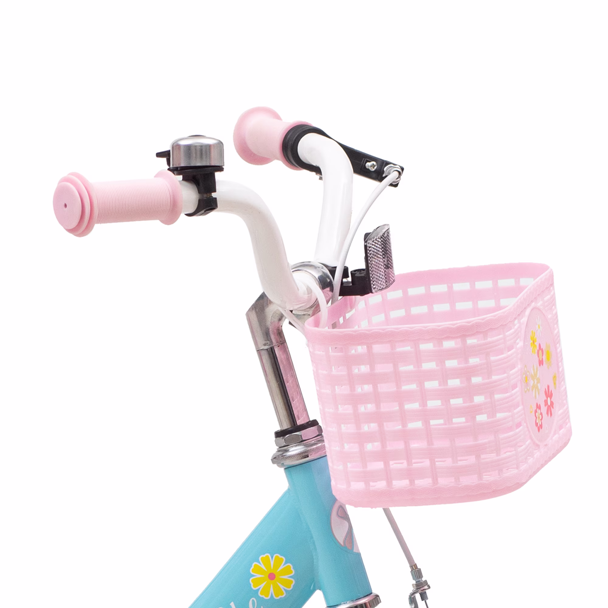 ACEGER 14 Inch Girls Bike with Basket, Training Wheels, and Doll Seat, Princess Style for Ages 3-5, Pink&Blue - Image 5