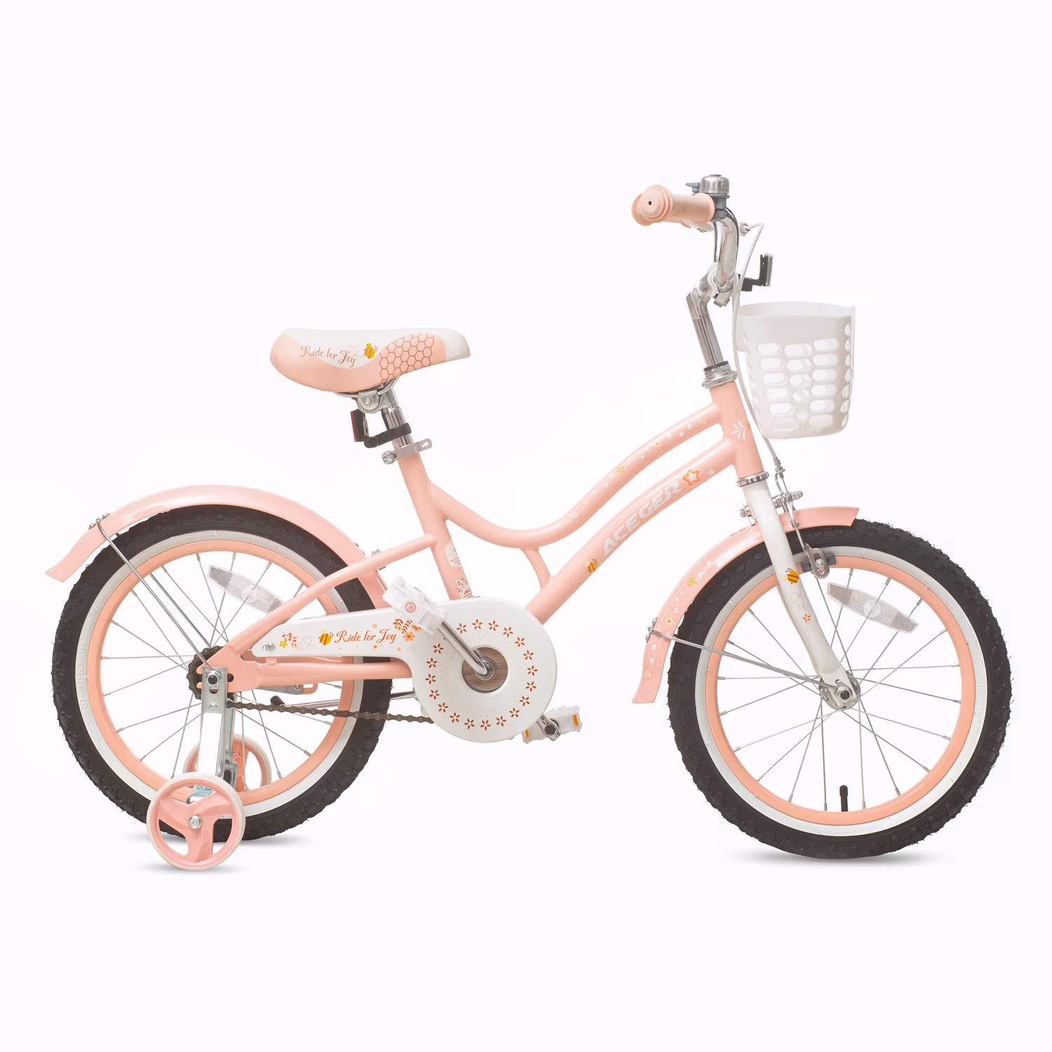 ACEGER 16 Inch Bike with Basket and Training Wheels for Girls Ages 5-9, Pink - Image 4
