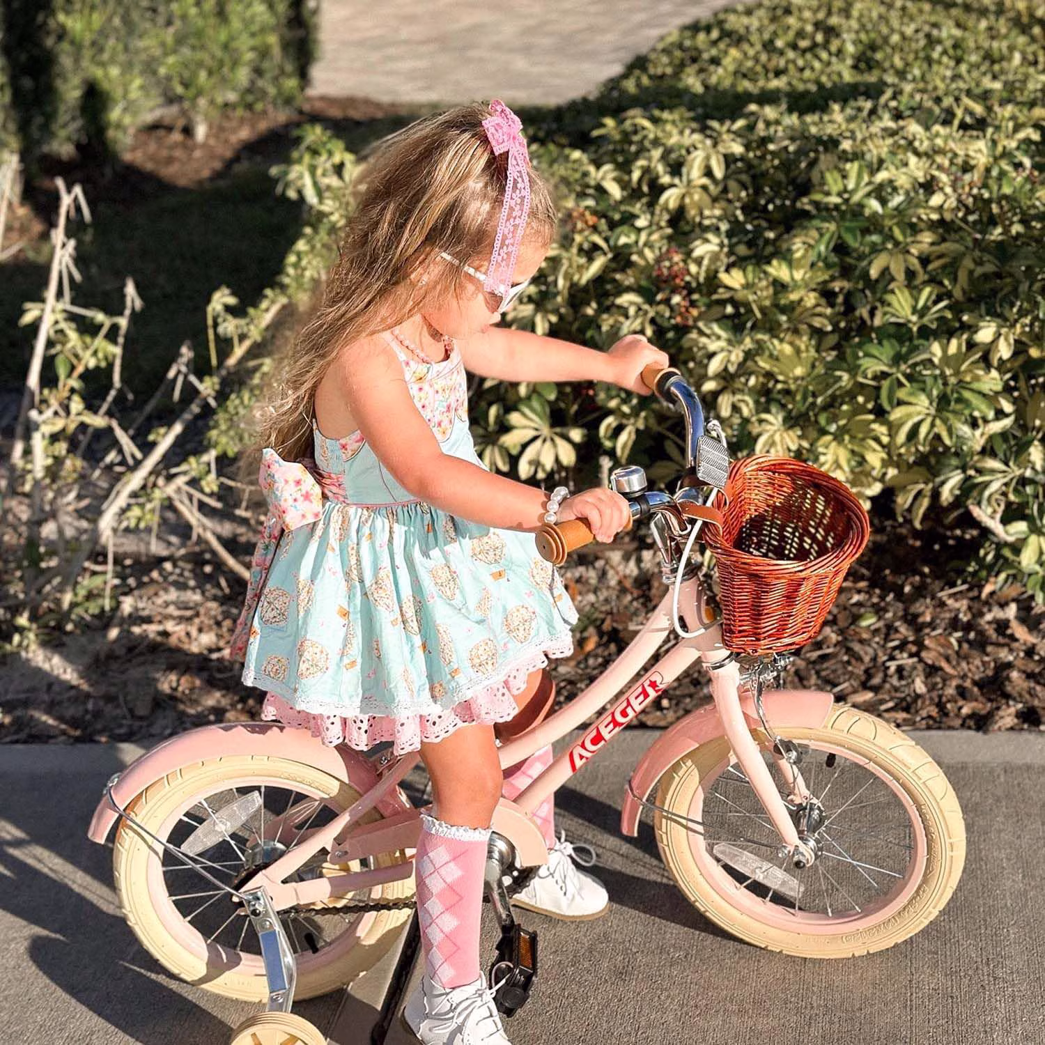ACEGER 16 Inch Girls Bike with Basket and Training Wheels for Ages 4-8, Pink - Image 4