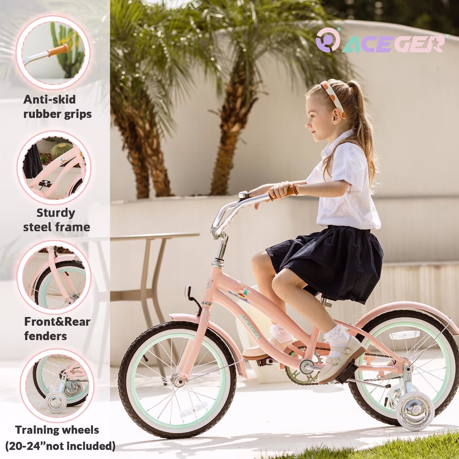 ACEGER 20 Inch Beach Cruiser Bike for Girls Ages 9-13, Pink - Image 4