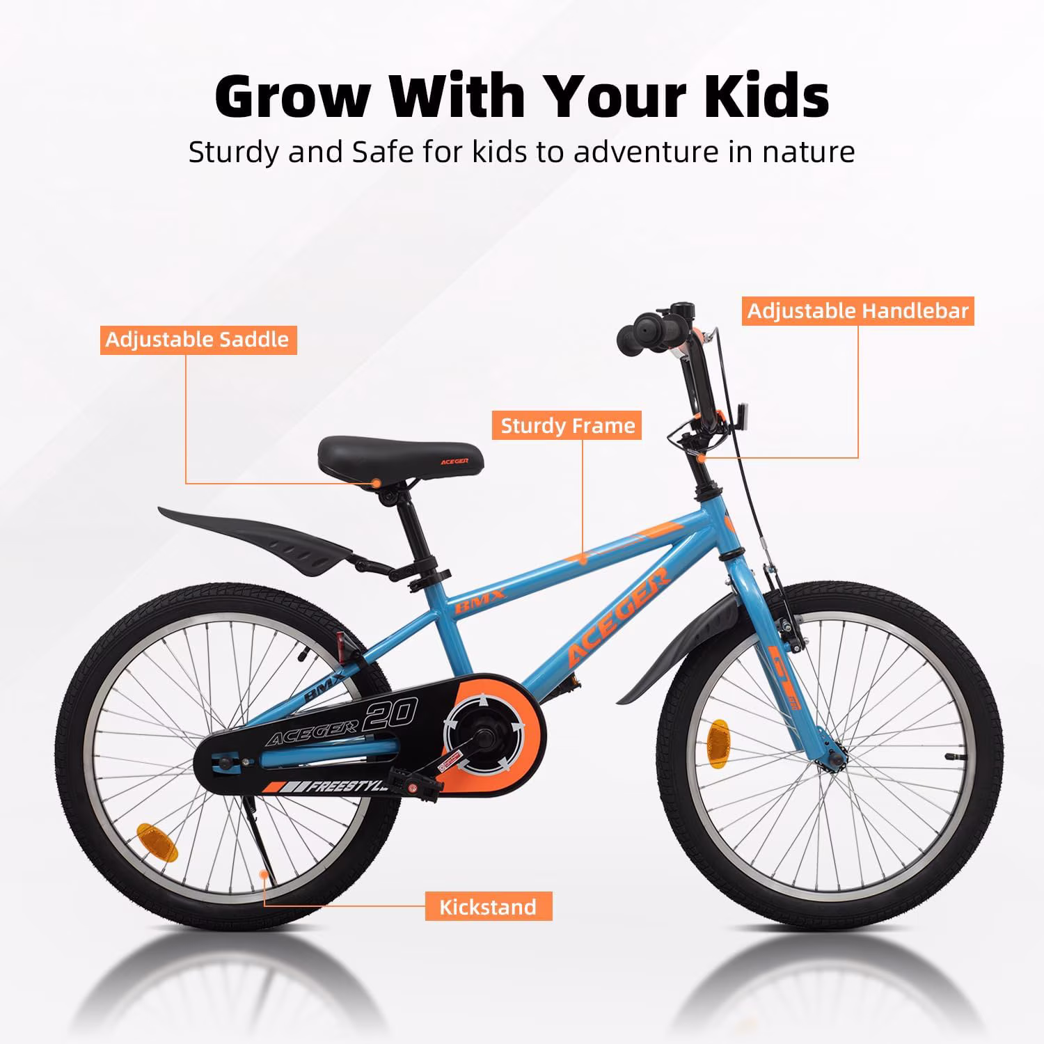 ACEGER MARCO 18 Inch Boys BMX Bike with Training Wheels for Ages 7-10, Blue - Image 5