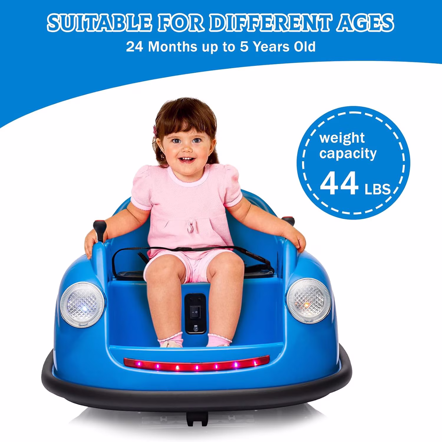 Acekid Bumper Car Electric Toy Ride on Battery Car With Parent Remote Control 360 Degree Spin 2-Speed Music LED Lights Blue 12V - Image 5
