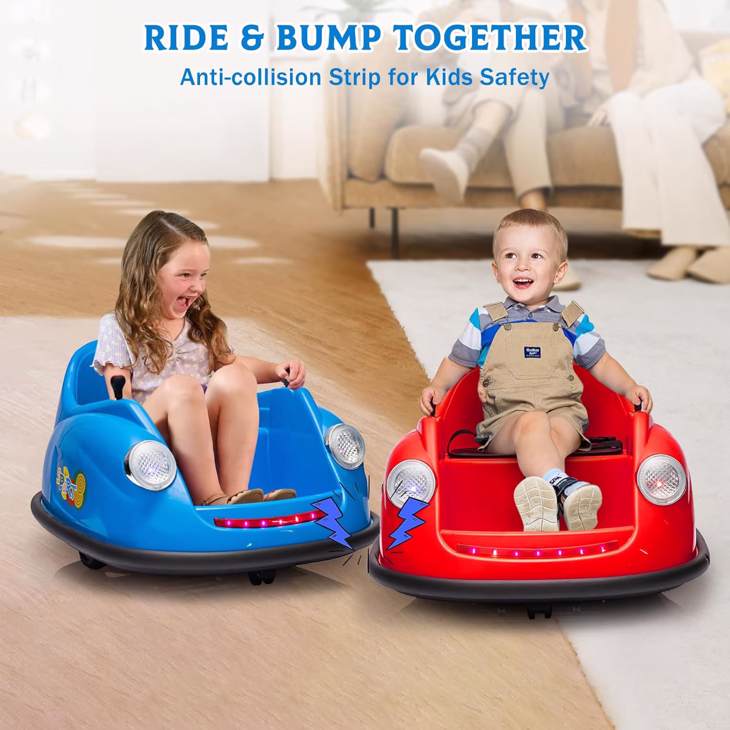 Acekid Bumper Car Electric Toy Ride on Battery Car With Parent Remote Control 360 Degree Spin 2-Speed Music LED Lights Blue 12V