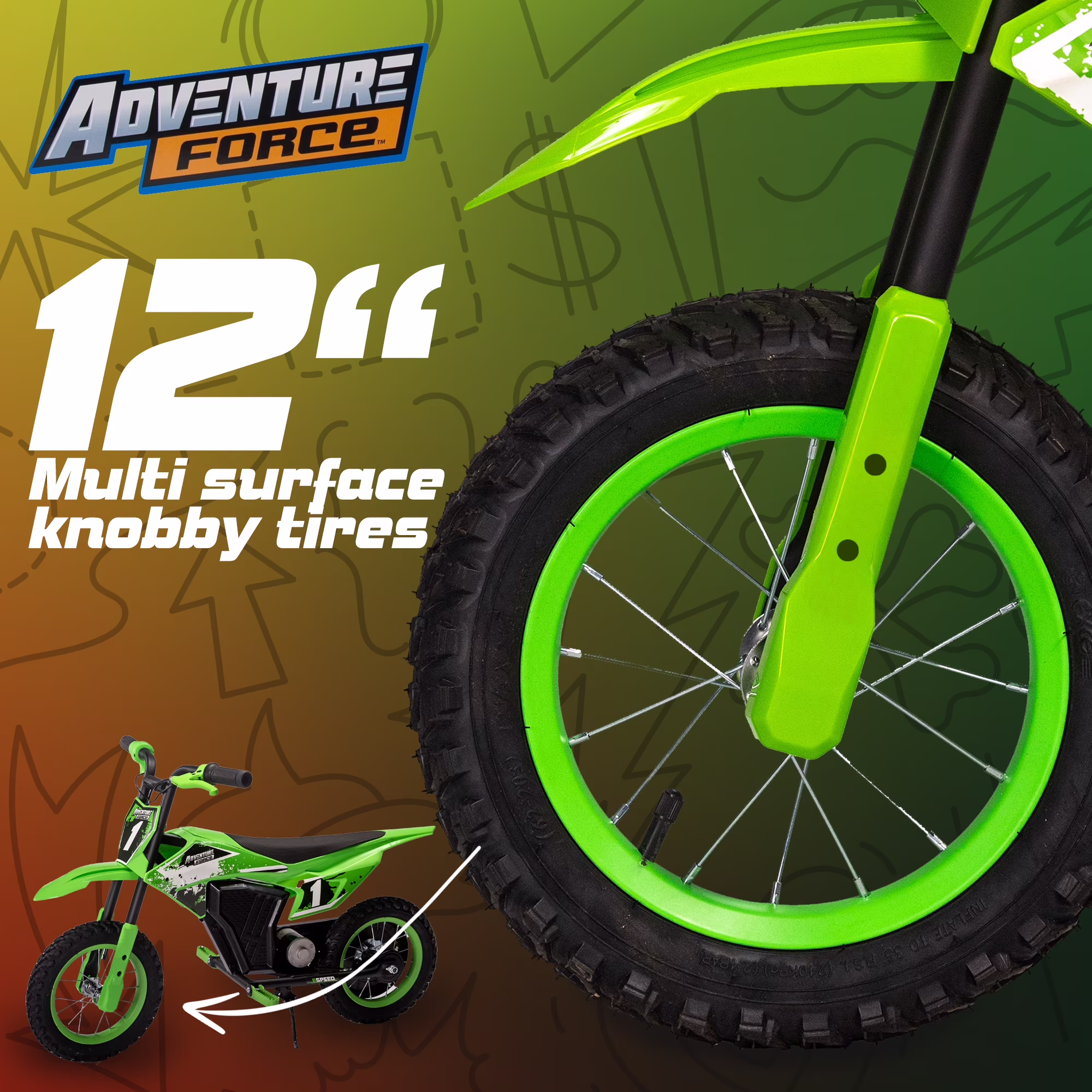 Adventure Force 12V Electric Dirt Bike Battery Powered Ride-On for Kids Ages 5 Years and Up, Green - Image 3