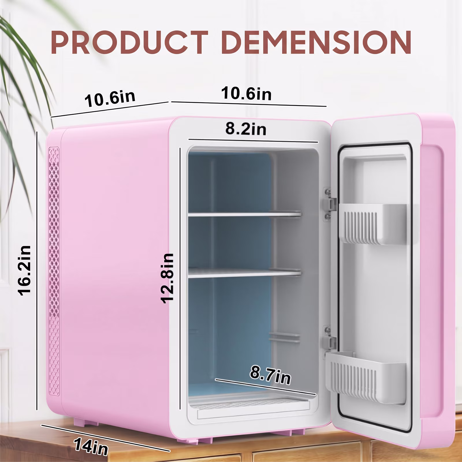 ADVWIN 20L Skincare Fridge with Mirror & LED Lighting, 3-Mode Dimmable, Portable Makeup Refrigerator Cooler & Warmer for Bedroom, Vanity, Car & Home Use - Image 2