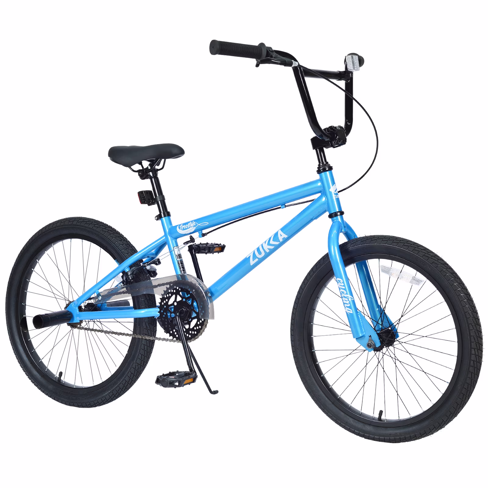 Aezusy 20" Kids Bike for Boys Girls, Freestyle BMX Bicycle, Single Speed Bike for Ages 7+, 20" Wide Tires, Steel Frame, 85% Pre-Assembled, White - Image 4