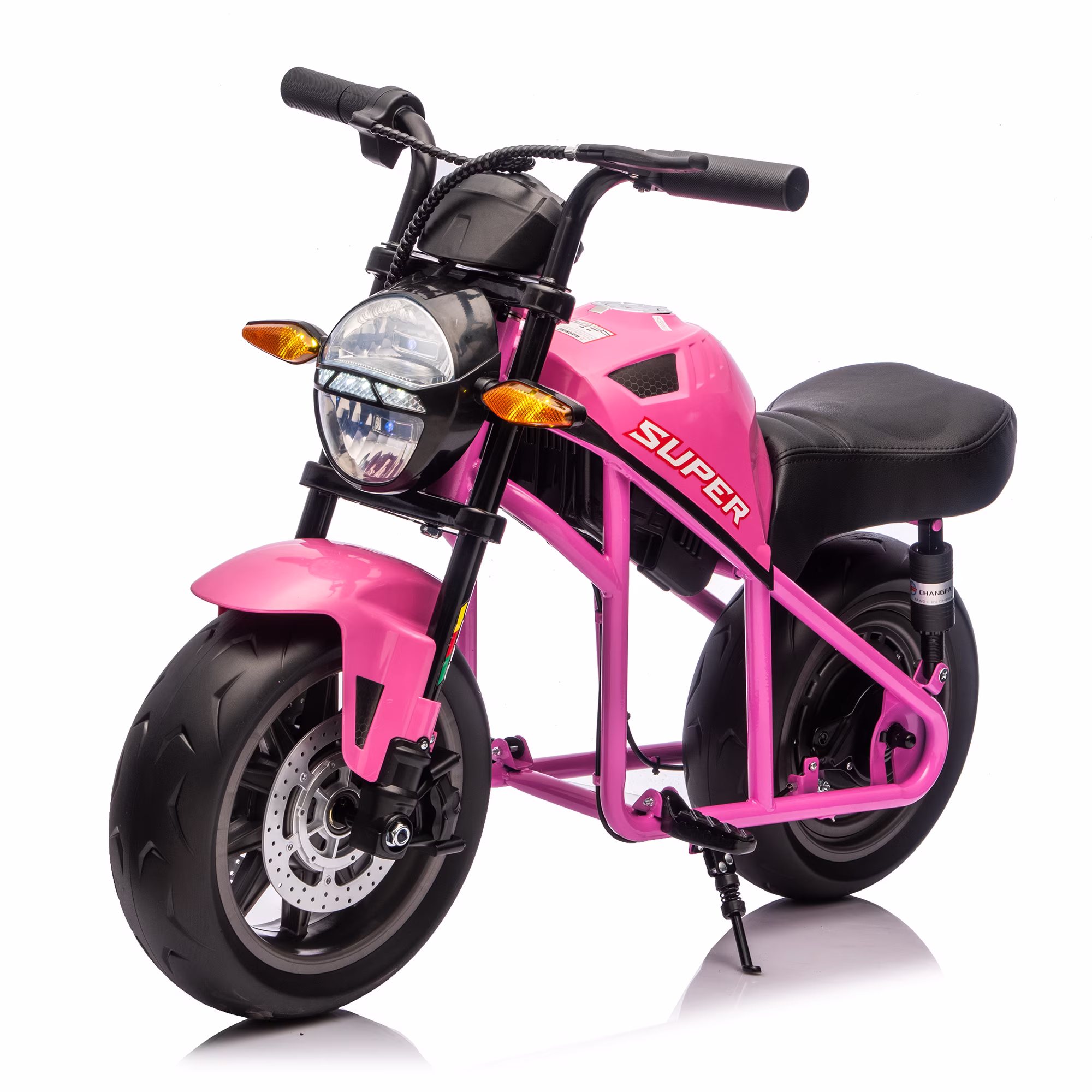 Aezusy 24V Electric Motorcycle for Kids, 300W Ride On Electric Dirt Bike 14in Widen EVA Wheels Muscle Motorcycle Toy for Kids 6+, Pink - Image 2