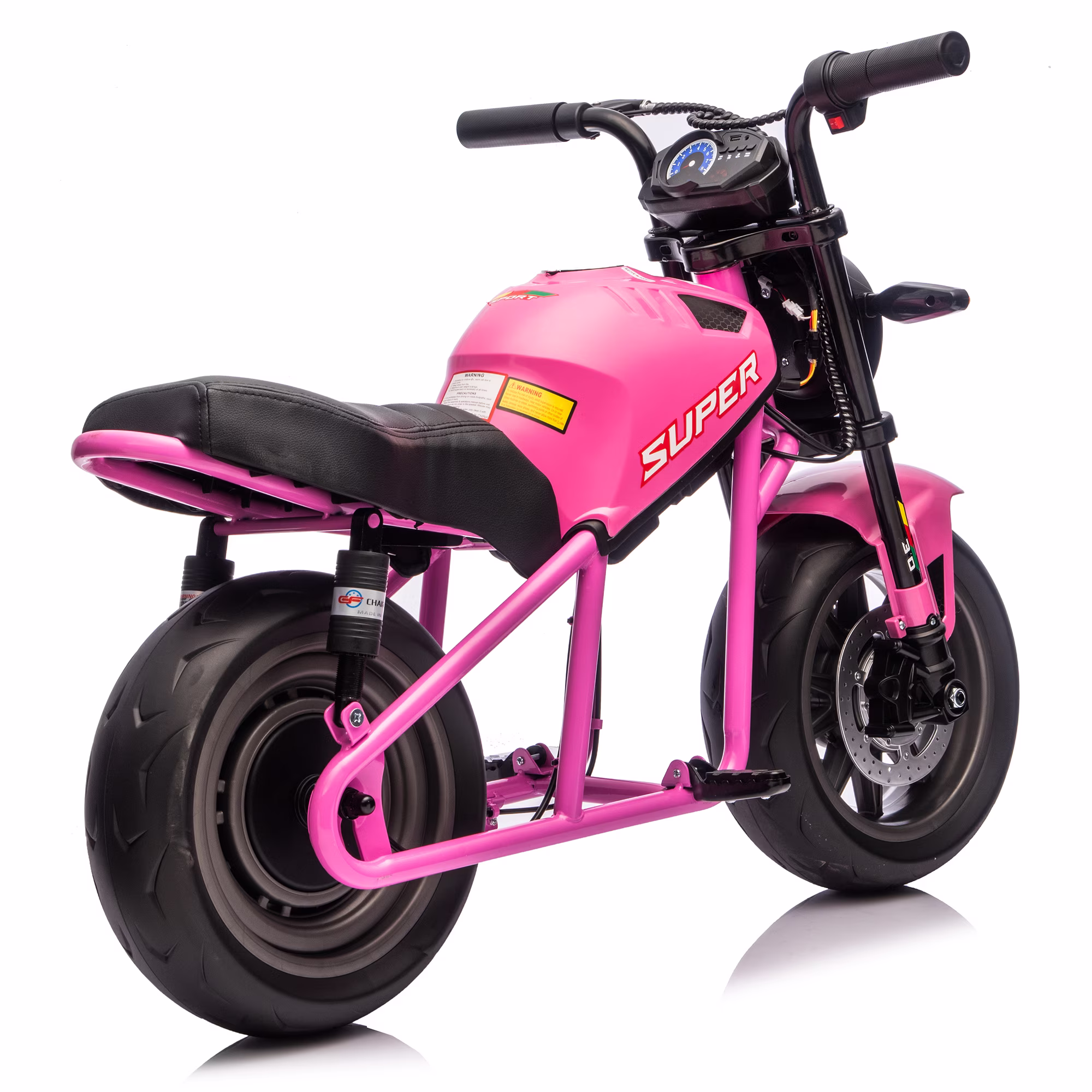Aezusy 24V Electric Motorcycle for Kids, 300W Ride On Electric Dirt Bike 14in Widen EVA Wheels Muscle Motorcycle Toy for Kids 6+, Pink - Image 3