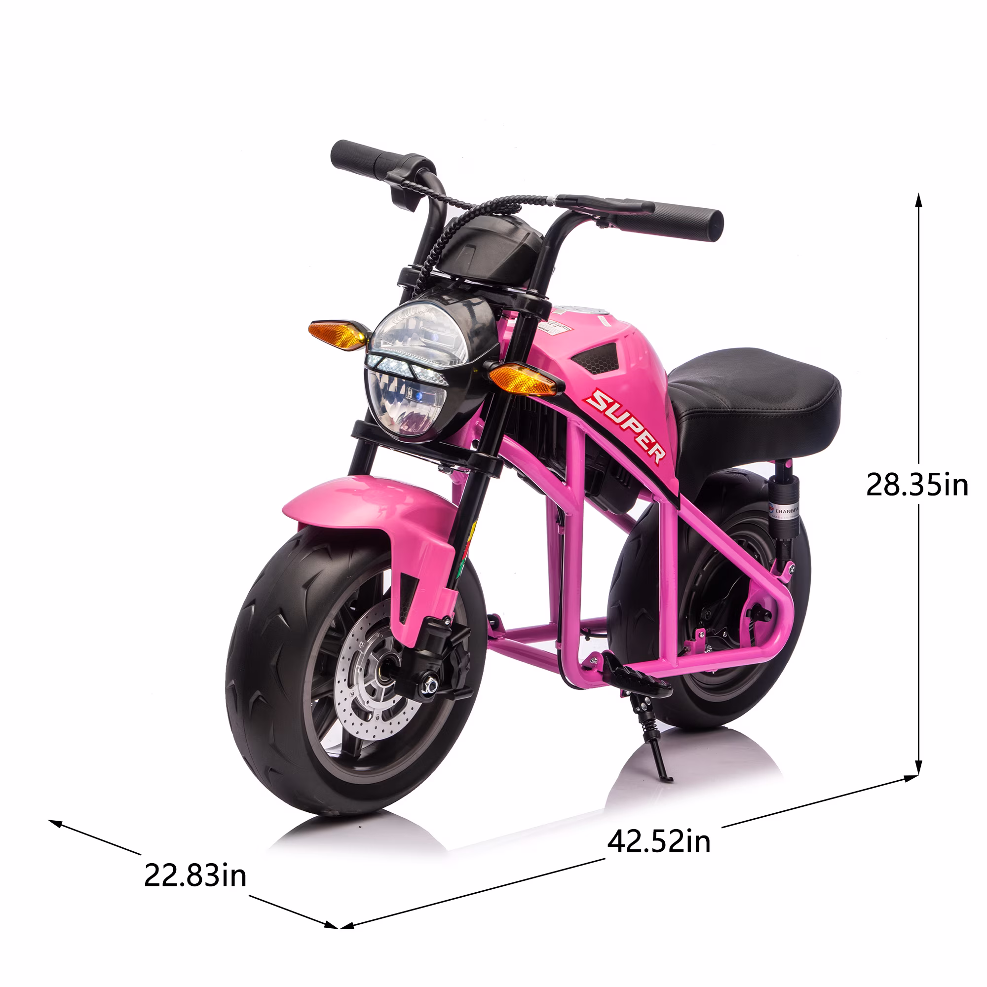 Aezusy 24V Electric Motorcycle for Kids, 300W Ride On Electric Dirt Bike 14in Widen EVA Wheels Muscle Motorcycle Toy for Kids 6+, Pink - Image 4