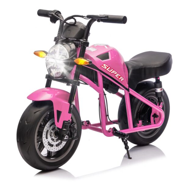 Aezusy 24V Electric Motorcycle for Kids, 300W Ride On Electric Dirt Bike 14in Widen EVA Wheels Muscle Motorcycle Toy for Kids 6+, Pink