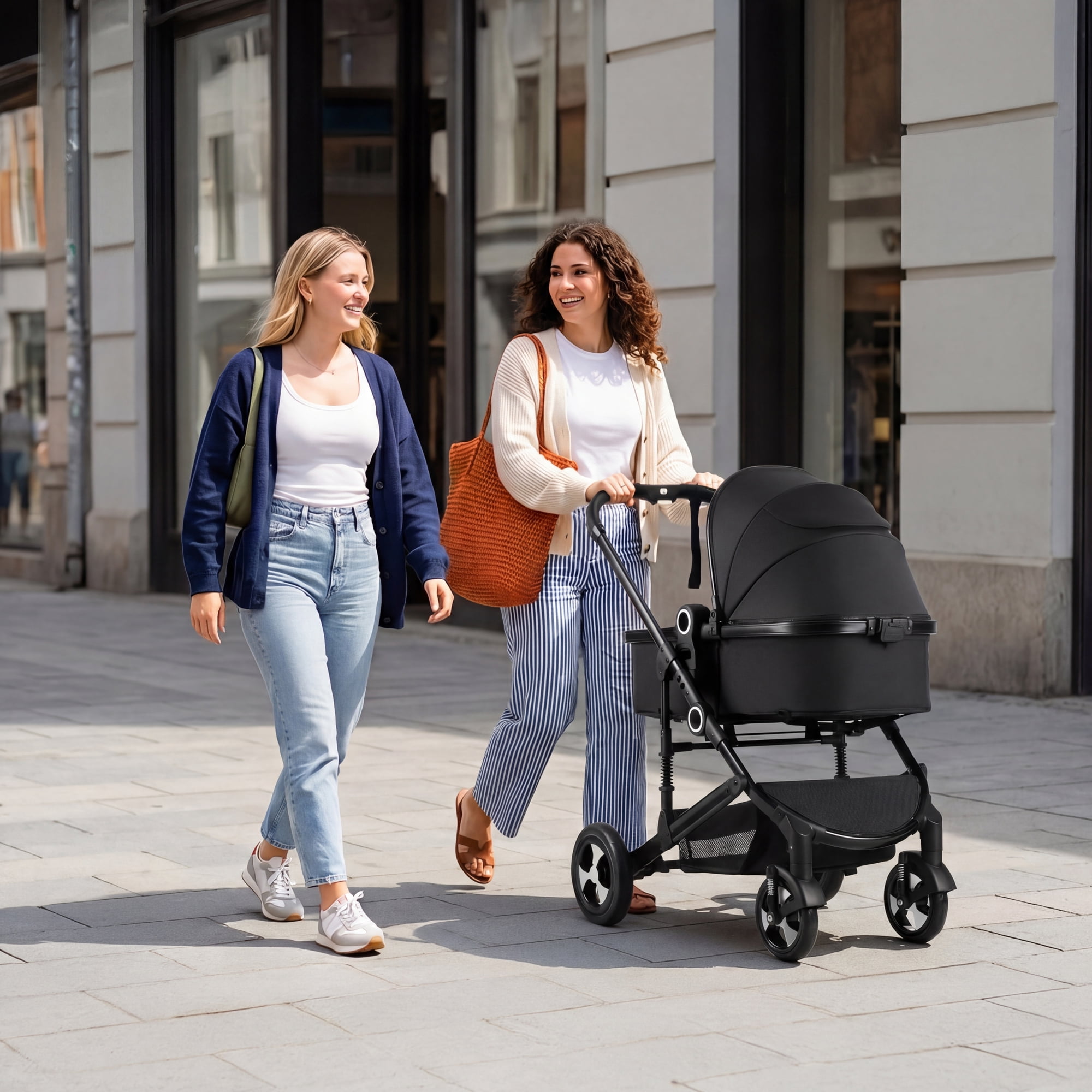 AILEEKISS 3-in-1 Convertible Baby Stroller with Big Seat and Adjustable Canopy, 24 Pounds, Black - Image 3