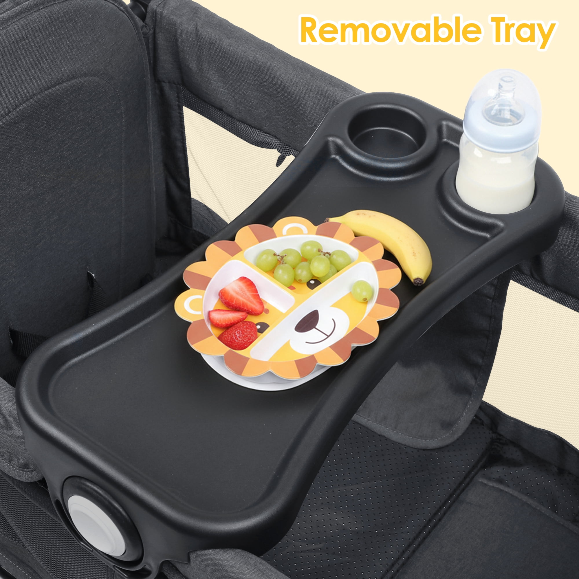 AILEEKISS 3-in-1 Wagon Stroller for 2 Toddlers, Collapsible Baby Wagon with Adjustable Handle, Grey - Image 4