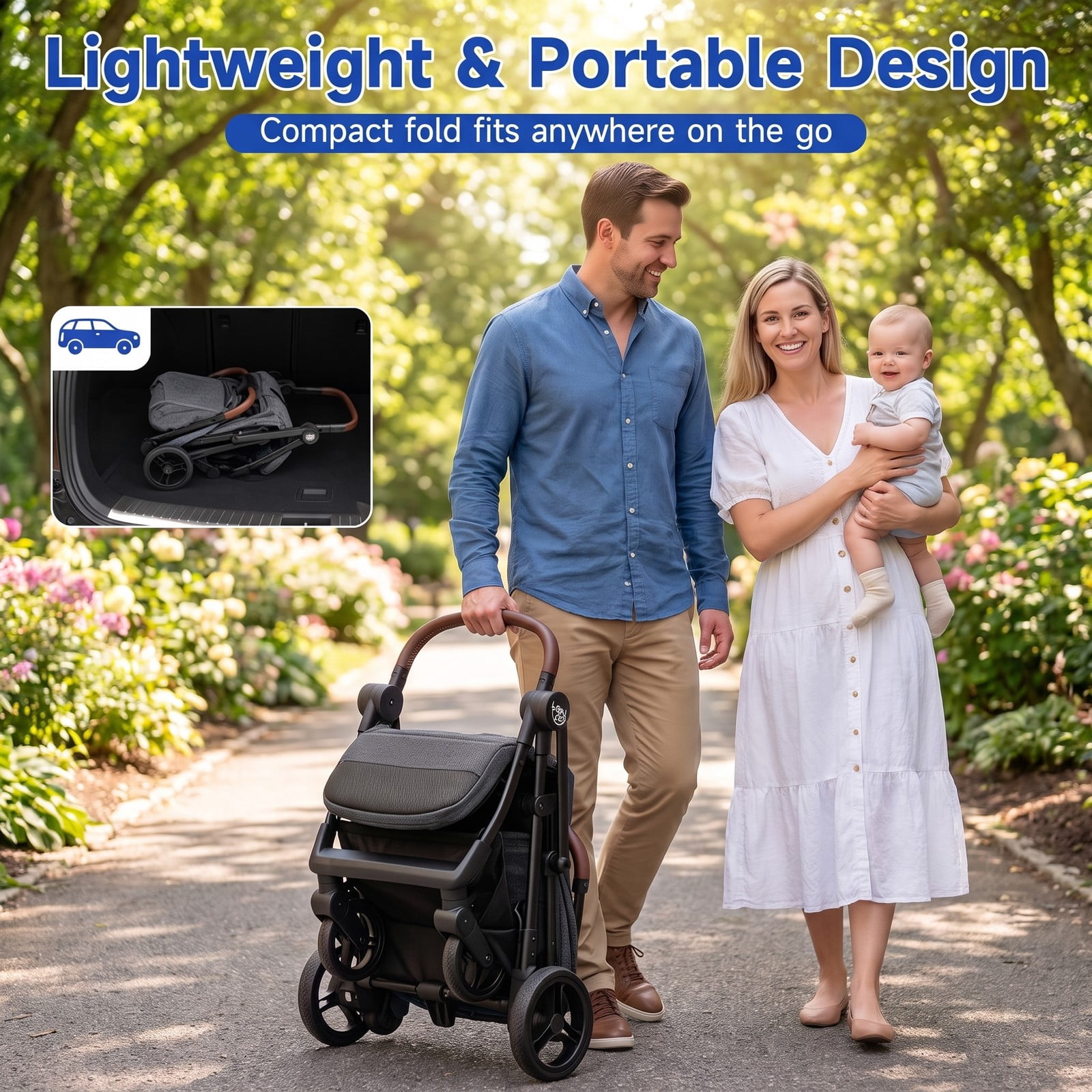 Airfind Lightweight Baby Stroller with One-Hand Folding and Adjustable Canopy for Toddlers, 50 lbs Capacity, Metal Aluminum Fabric Frame, Gray - Image 5
