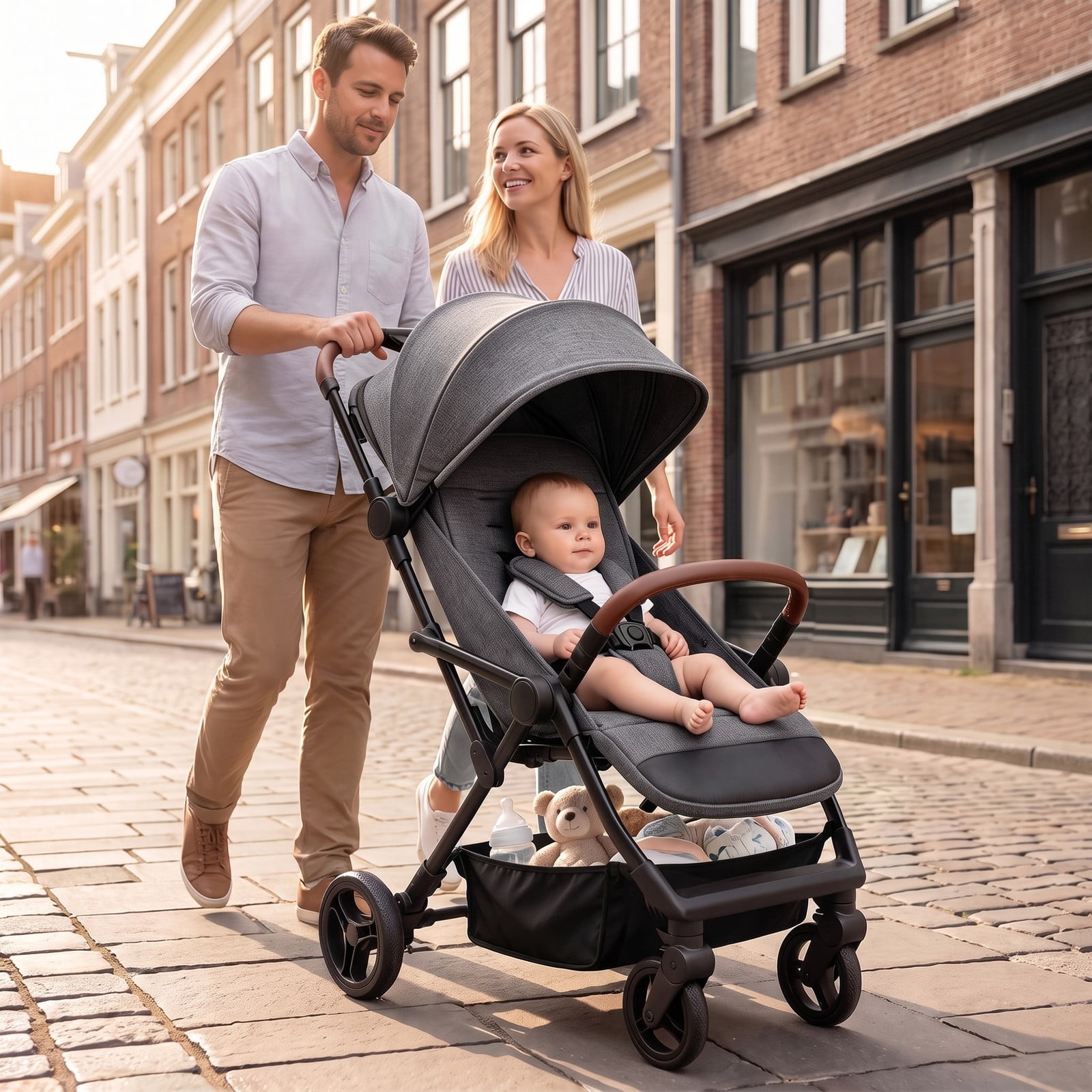 Airfind Lightweight Baby Stroller with One-Hand Folding and Adjustable Canopy for Toddlers, 50 lbs Capacity, Metal Aluminum Fabric Frame, Gray - Image 2