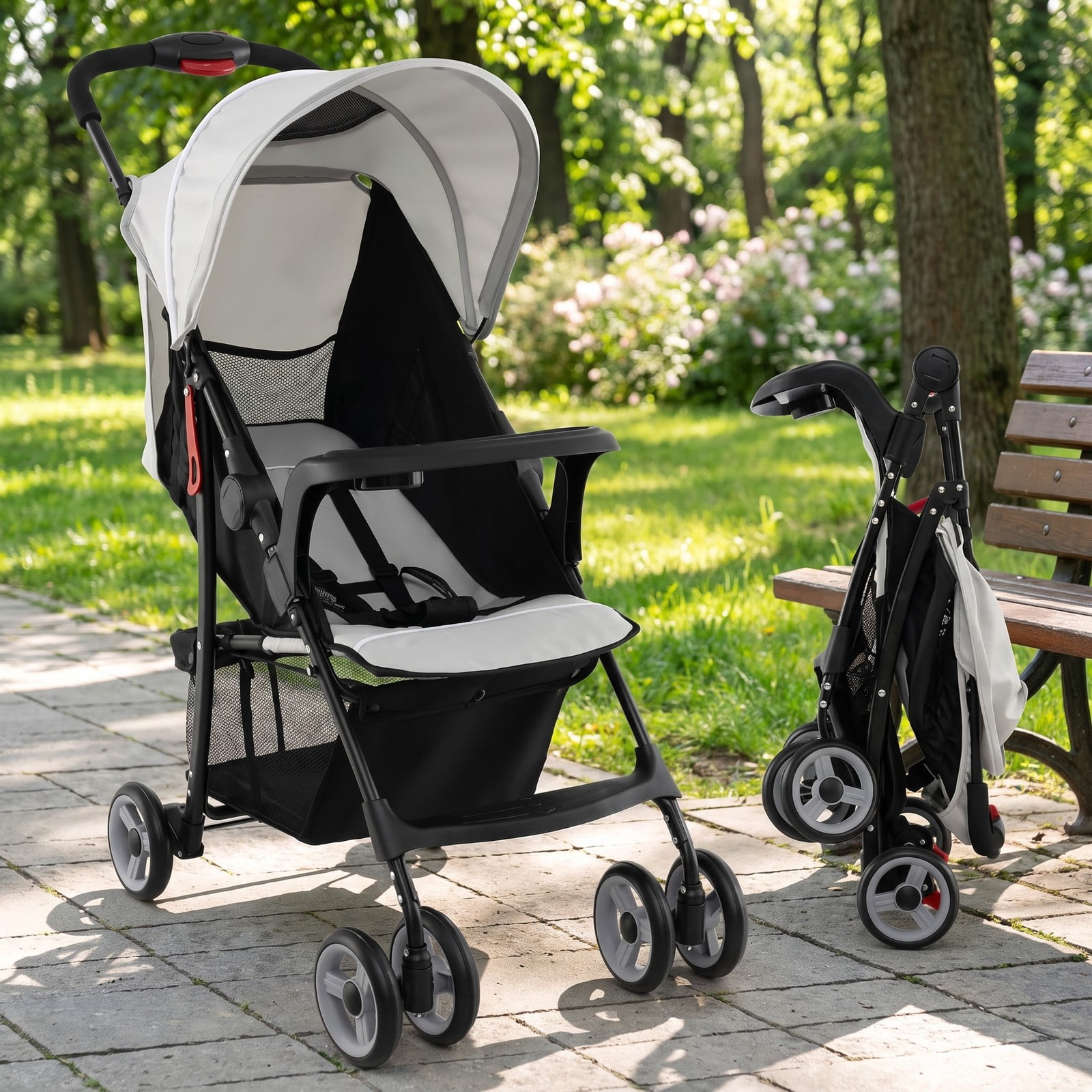 Airfind Toddler Travel Stroller for Airplane with Canopy and Adjustable Backrest, Steel 300D Oxford PP EVA Frame, for 6-36 months, 35" Footprint - Image 4