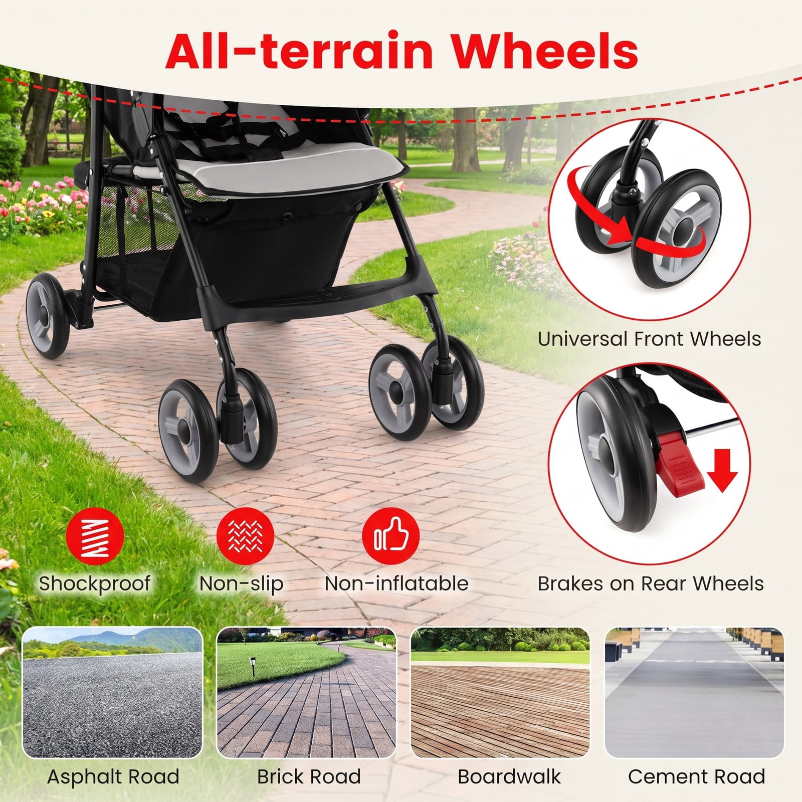 Airfind Toddler Travel Stroller for Airplane with Canopy and Adjustable Backrest, Steel 300D Oxford PP EVA Frame, for 6-36 months, 35" Footprint - Image 2