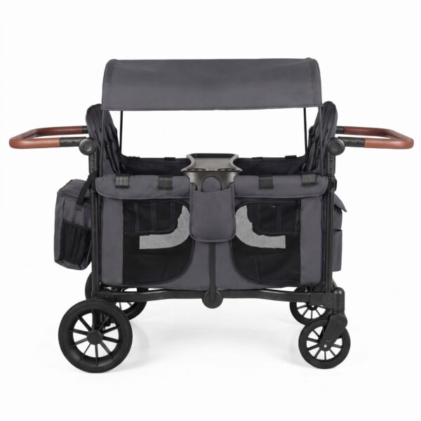 Airfind Wagon Stroller for 4 Kids Foldable 4-Seater Push-Pull Toddler Stroller, 35 lbs Capacity, Metal Oxford Cloth Sponge EVA PP Frame, Gray