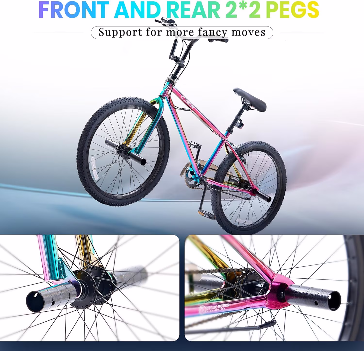 BMX Bike, 20 inch Kids Bike, DEYGIA Bikes for Kids 6-14, Boys Bike with 4 Pegs, High-Carbon Steel BMX Frame, 360 Handlebar Rotation, Jet Fuel Finish - Image 5