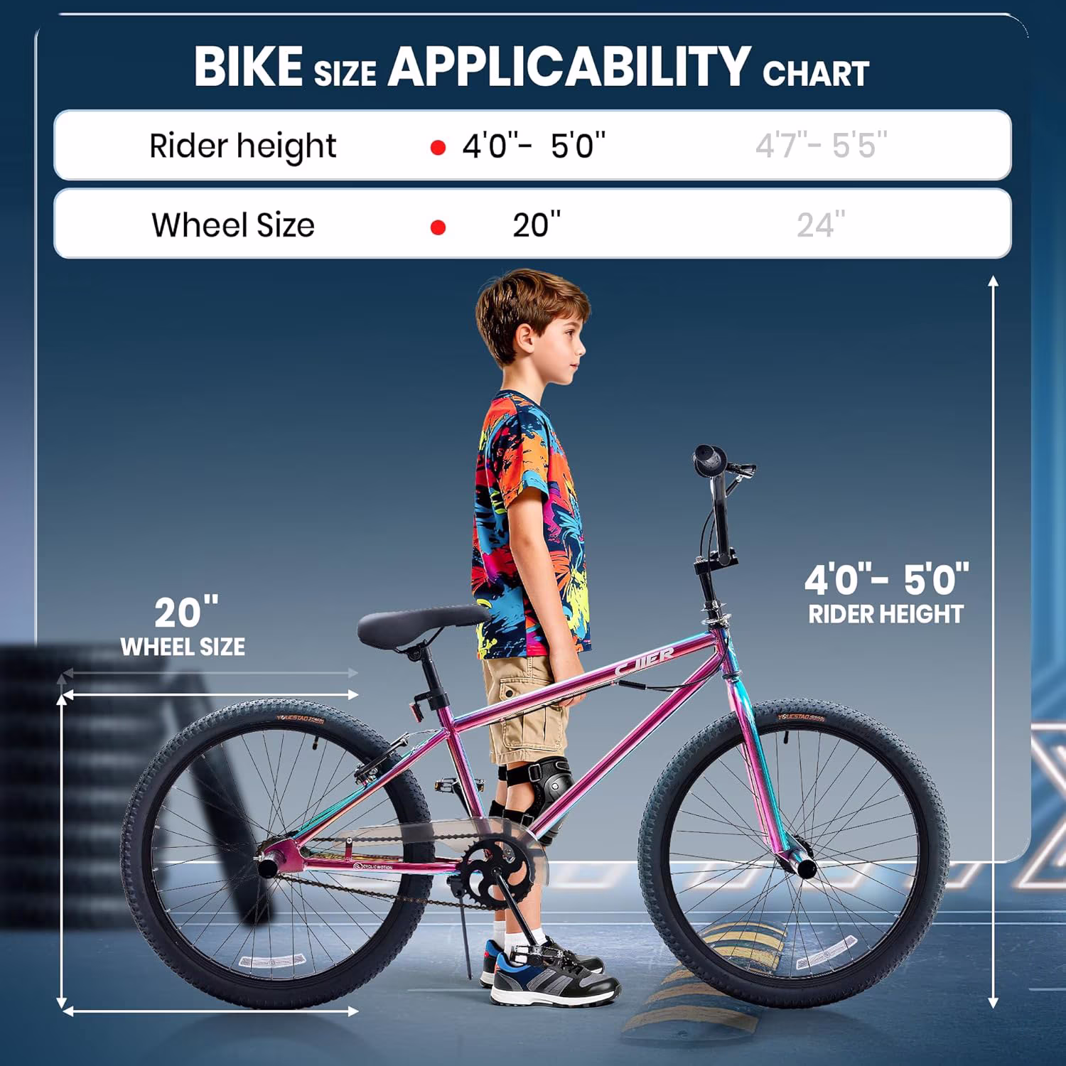 BMX Bike, 20 inch Kids Bike, DEYGIA Bikes for Kids 6-14, Boys Bike with 4 Pegs, High-Carbon Steel BMX Frame, 360 Handlebar Rotation, Jet Fuel Finish - Image 3