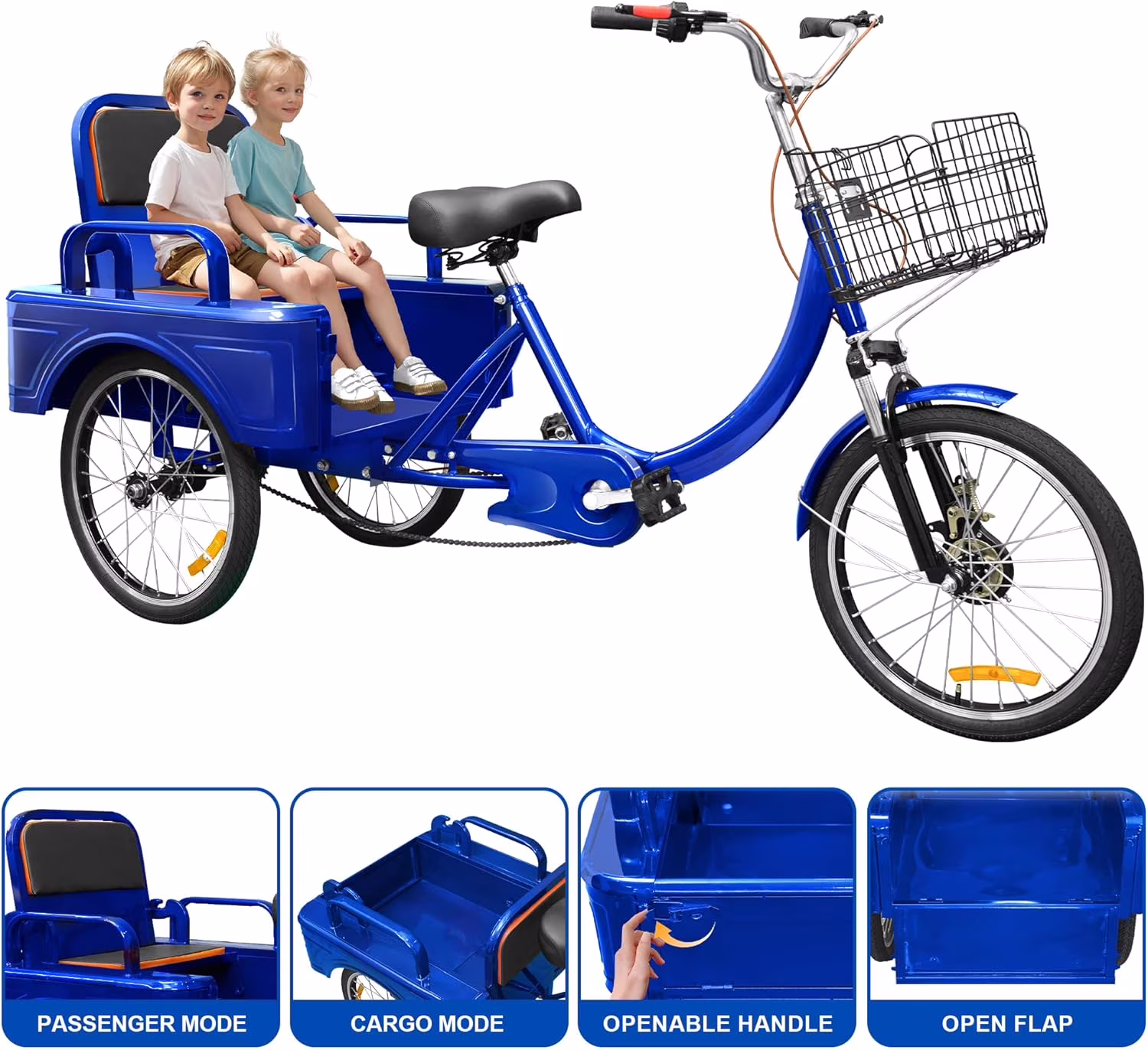 Akaber Adult Tricycle, 20 Inch 3-Wheel Bikes Carrying Passengers and Cargo, Trike for Adults with Front Baskets for Women, Seniors, Men, Low Step-Through Tricycle, Easy Assembly Video Guide - Image 3