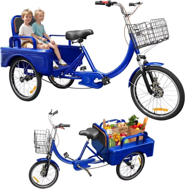 Akaber Adult Tricycle, 20 Inch 3-Wheel Bikes Carrying Passengers and Cargo, Trike for Adults with Front Baskets for Women, Seniors, Men, Low Step-Through Tricycle, Easy Assembly Video Guide
