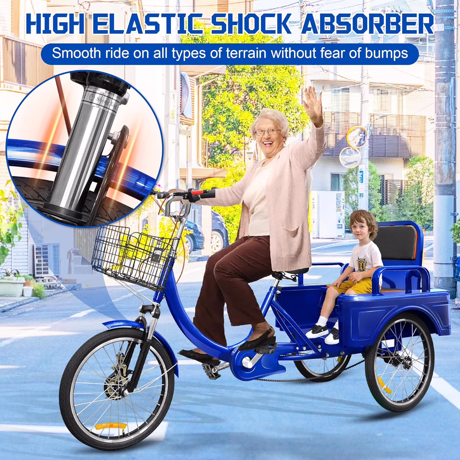 Akaber Adult Tricycle, 20 Inch 3-Wheel Bikes Carrying Passengers and Cargo, Trike for Adults with Front Baskets for Women, Seniors, Men, Low Step-Through Tricycle, Easy Assembly Video Guide - Image 5