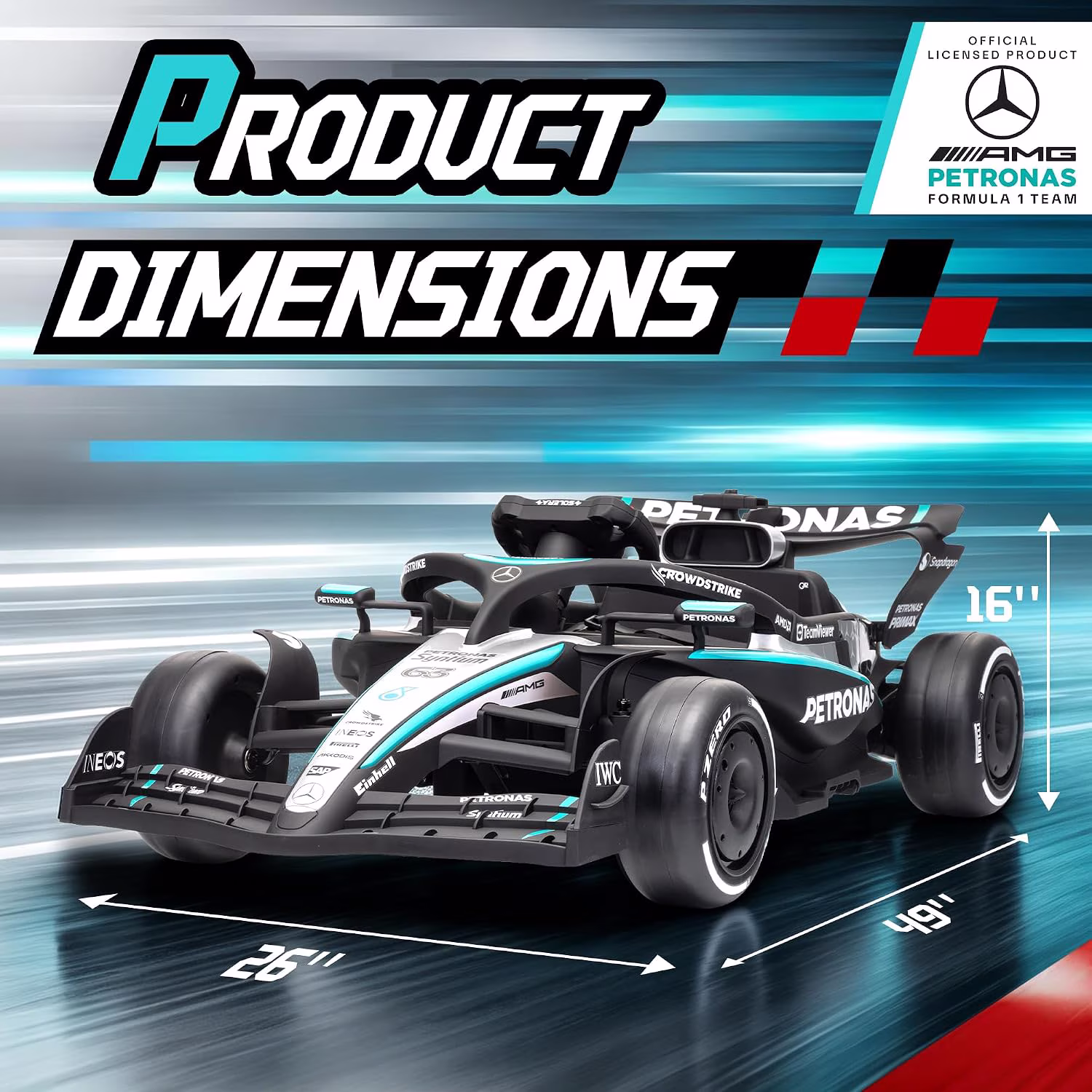 Akaber Electric Go Carts for Kids aged 3-8, Licensed by Mercedes Benz-AMG F1 Team, 24V Kids Drift Go Kart Ride on Toy for Kids with 200W Motor, LED Lights, Music - Image 3