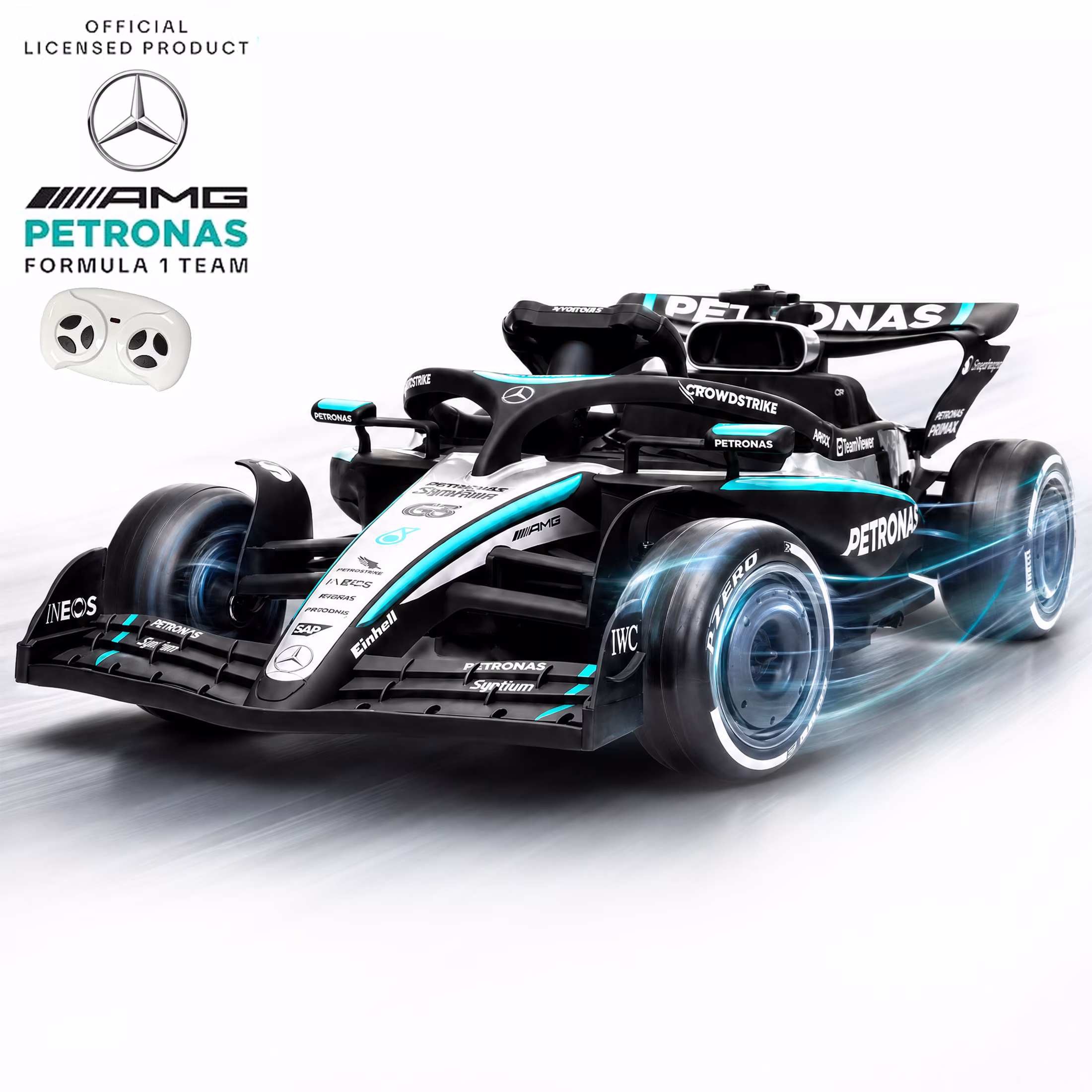 Akaber Electric Go Carts for Kids aged 3-8, Licensed by Mercedes Benz-AMG F1 Team, 24V Kids Drift Go Kart Ride on Toy for Kids with 200W Motor, LED Lights, Music